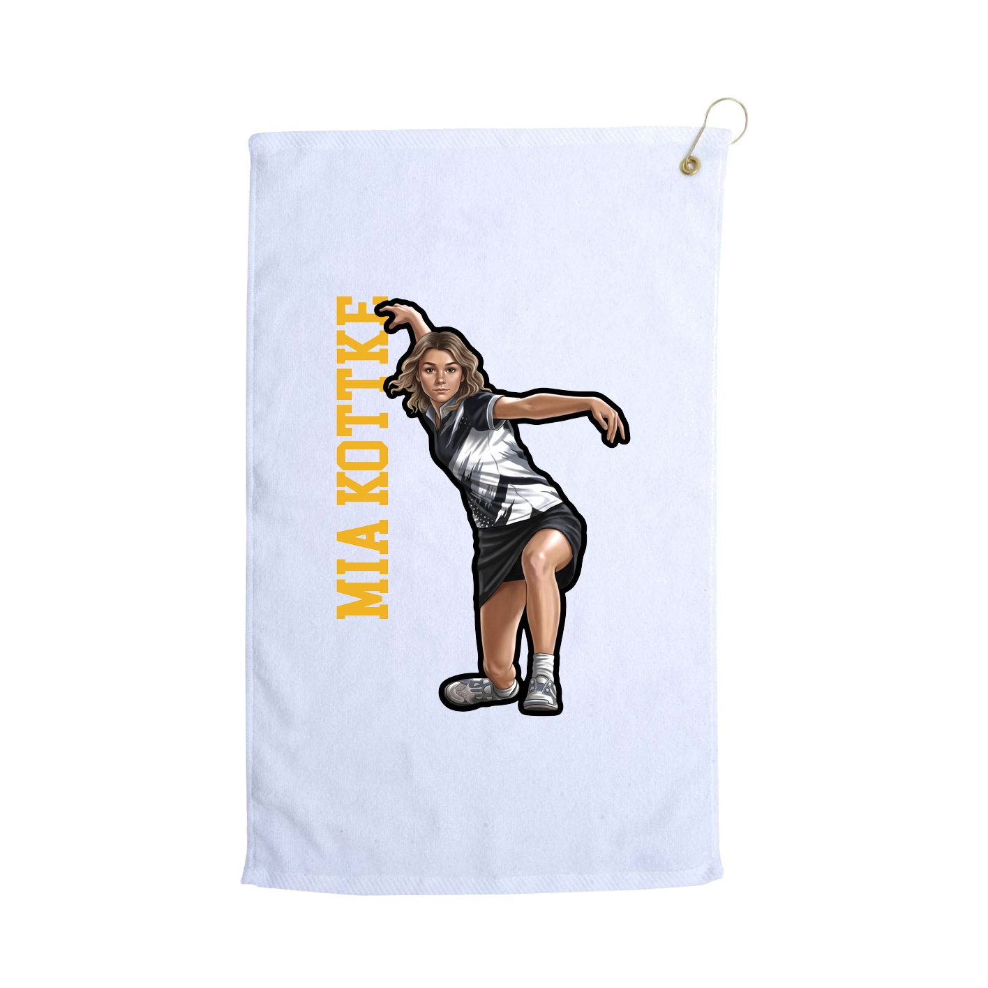 Golf Towel — Name Vertical in White