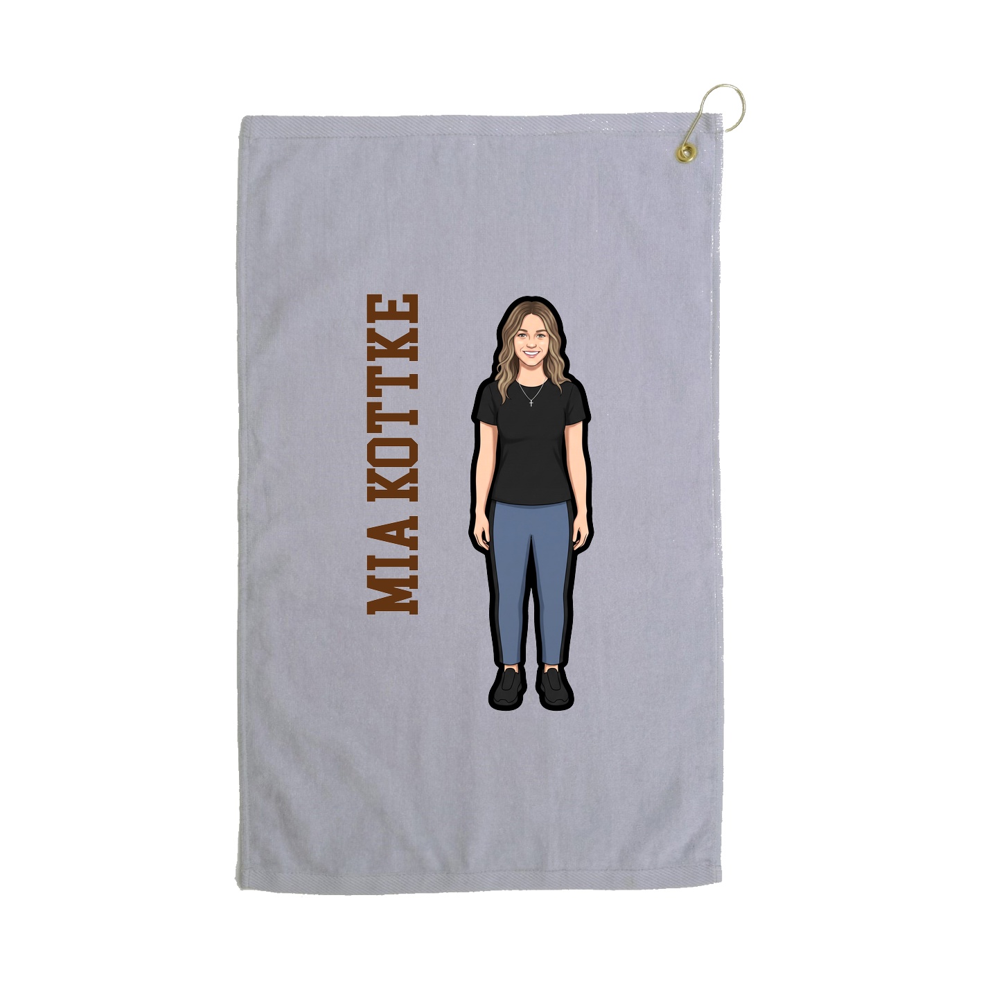 Golf Towel — Name Vertical in Grey