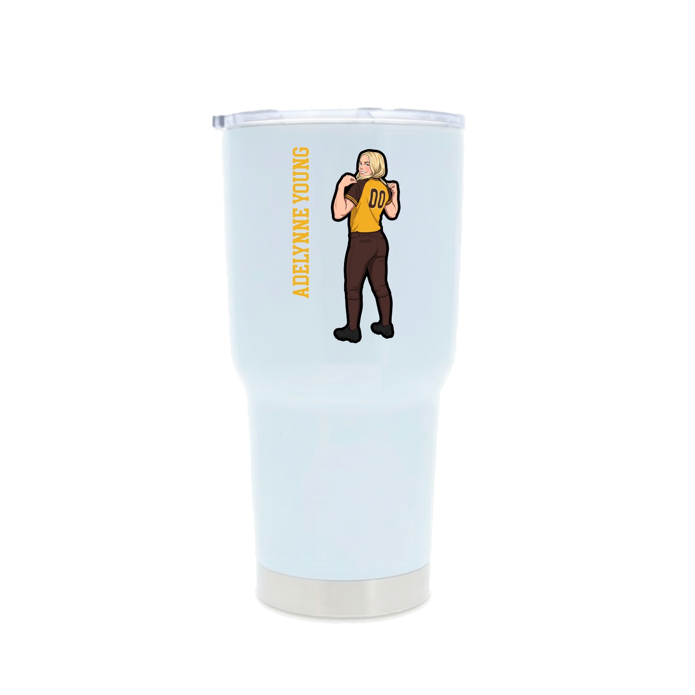 30oz Stainless Steel Tumbler — Name Vertical in White
