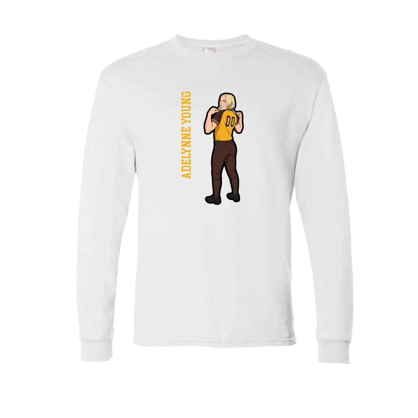 Long Sleeve Tee — Name Vertical in White