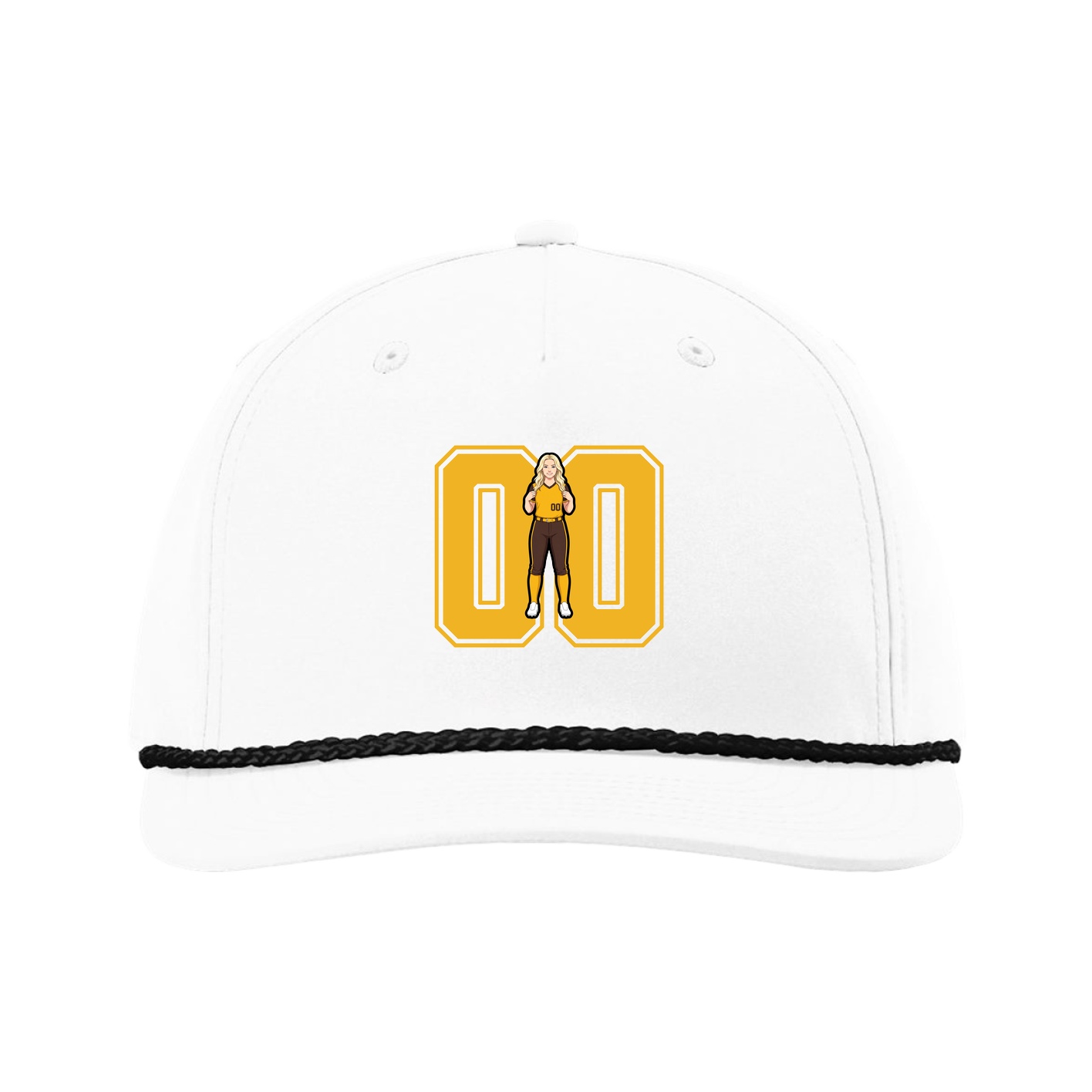 Five-Panel Classic Rope Cap — Number in White