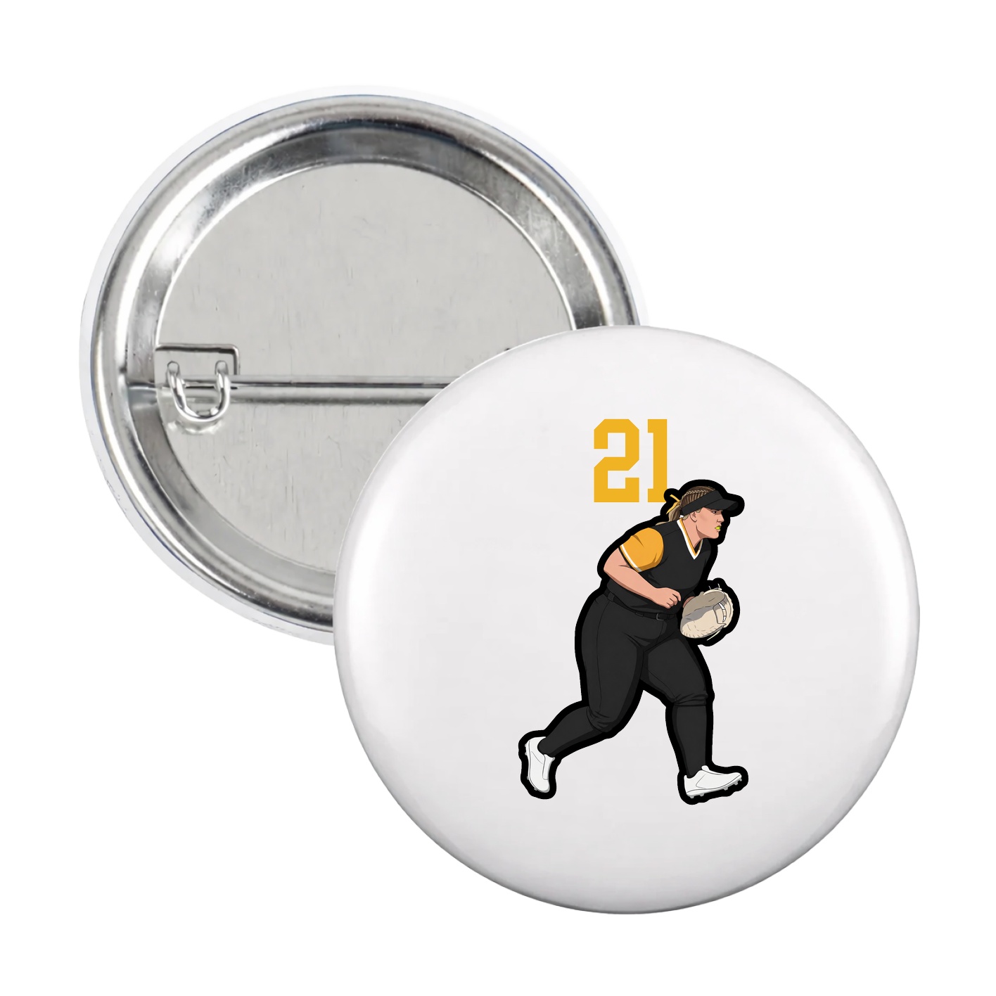 Game Day Button — Number Top in White