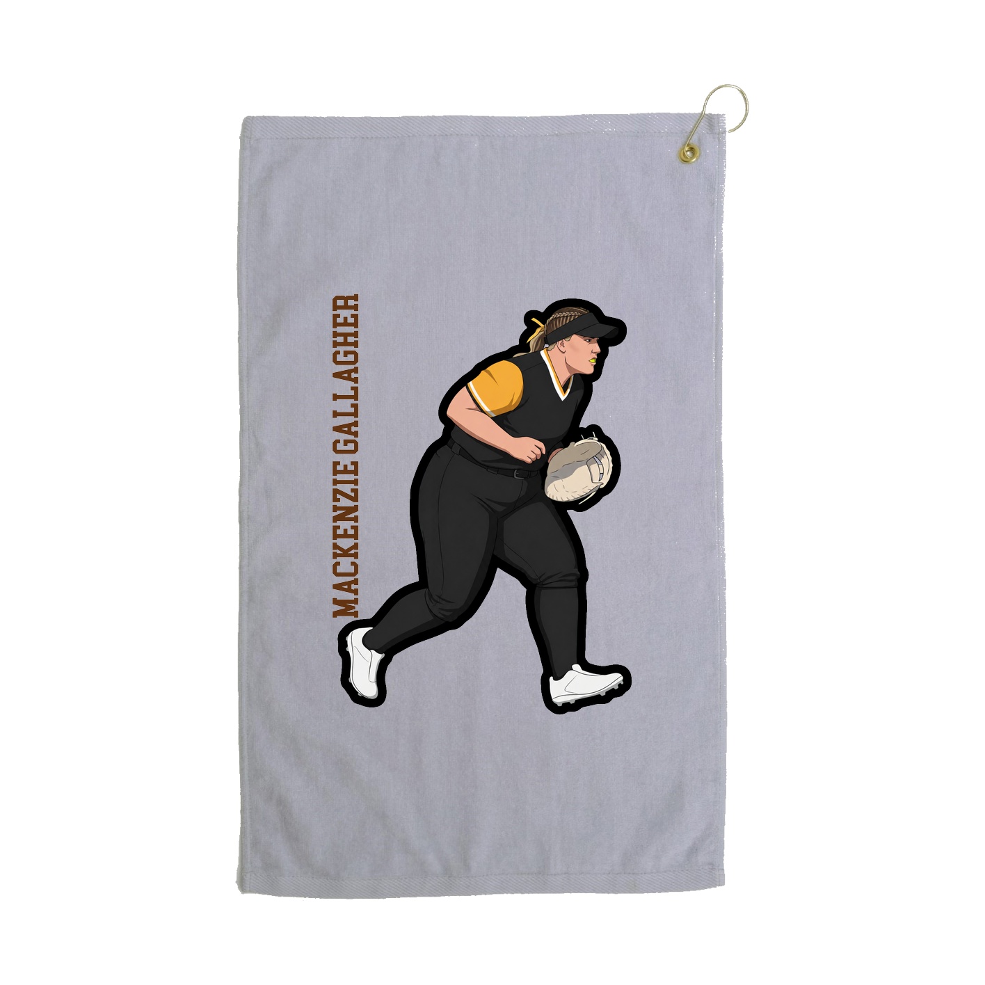 Golf Towel — Name Vertical in Grey