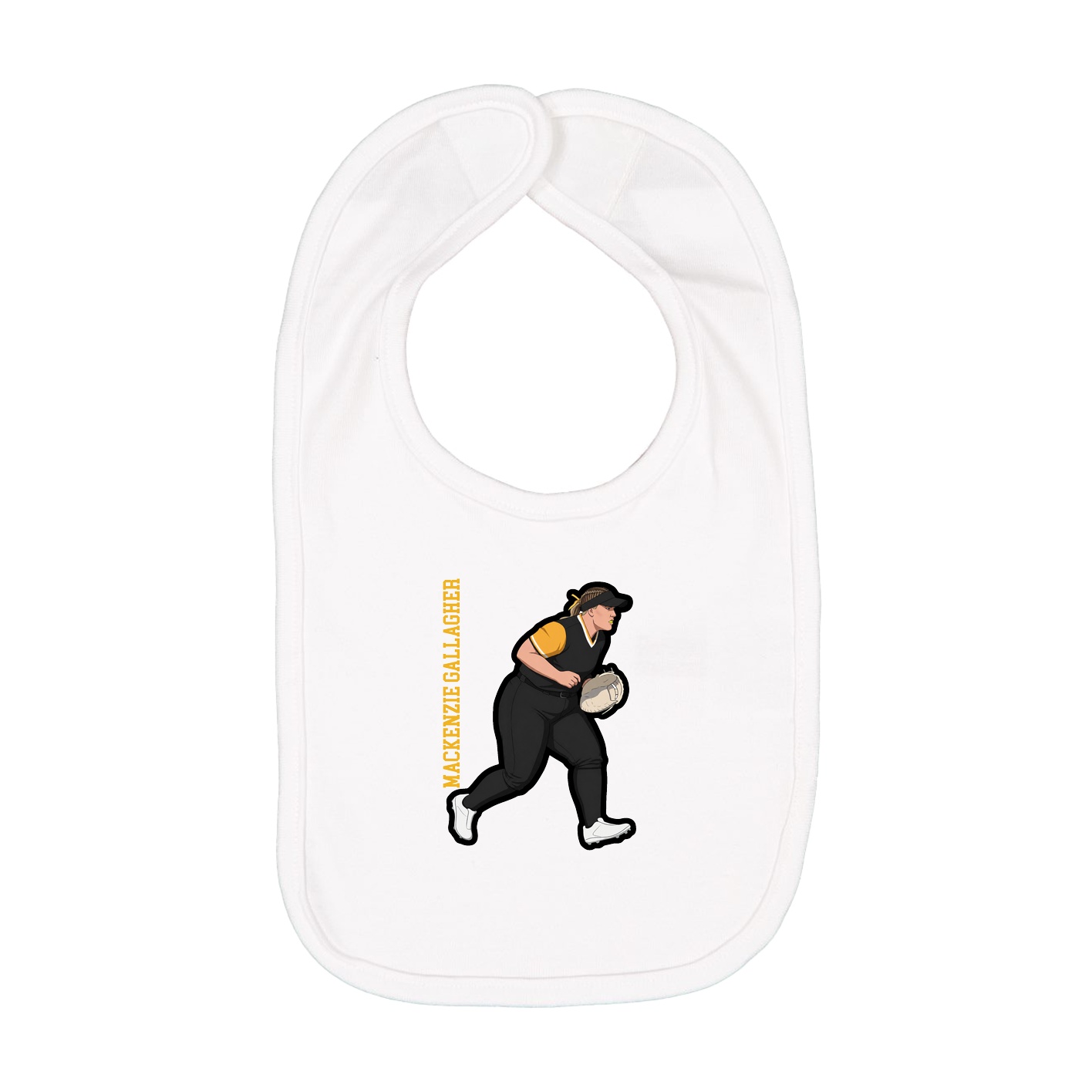 Infant Bib — Name Vertical in White