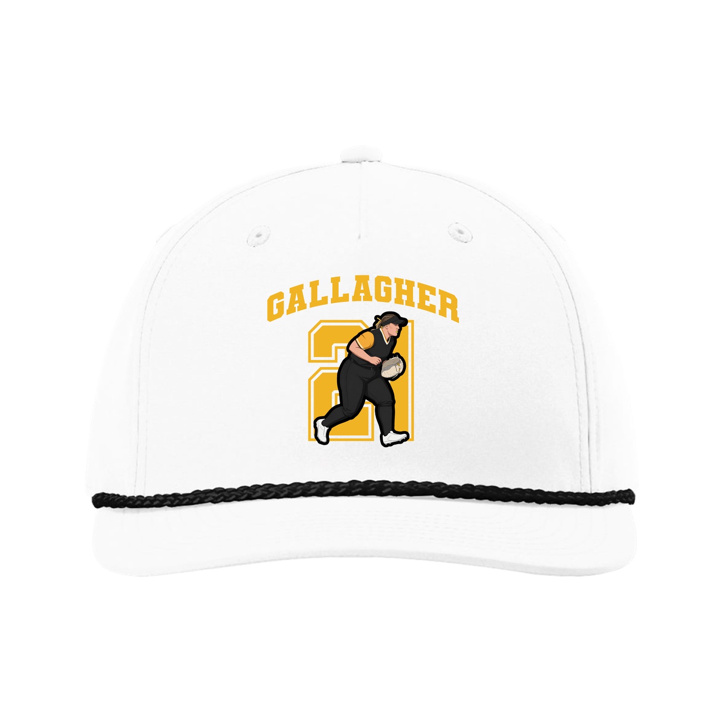 Five-Panel Classic Rope Cap — Number in White