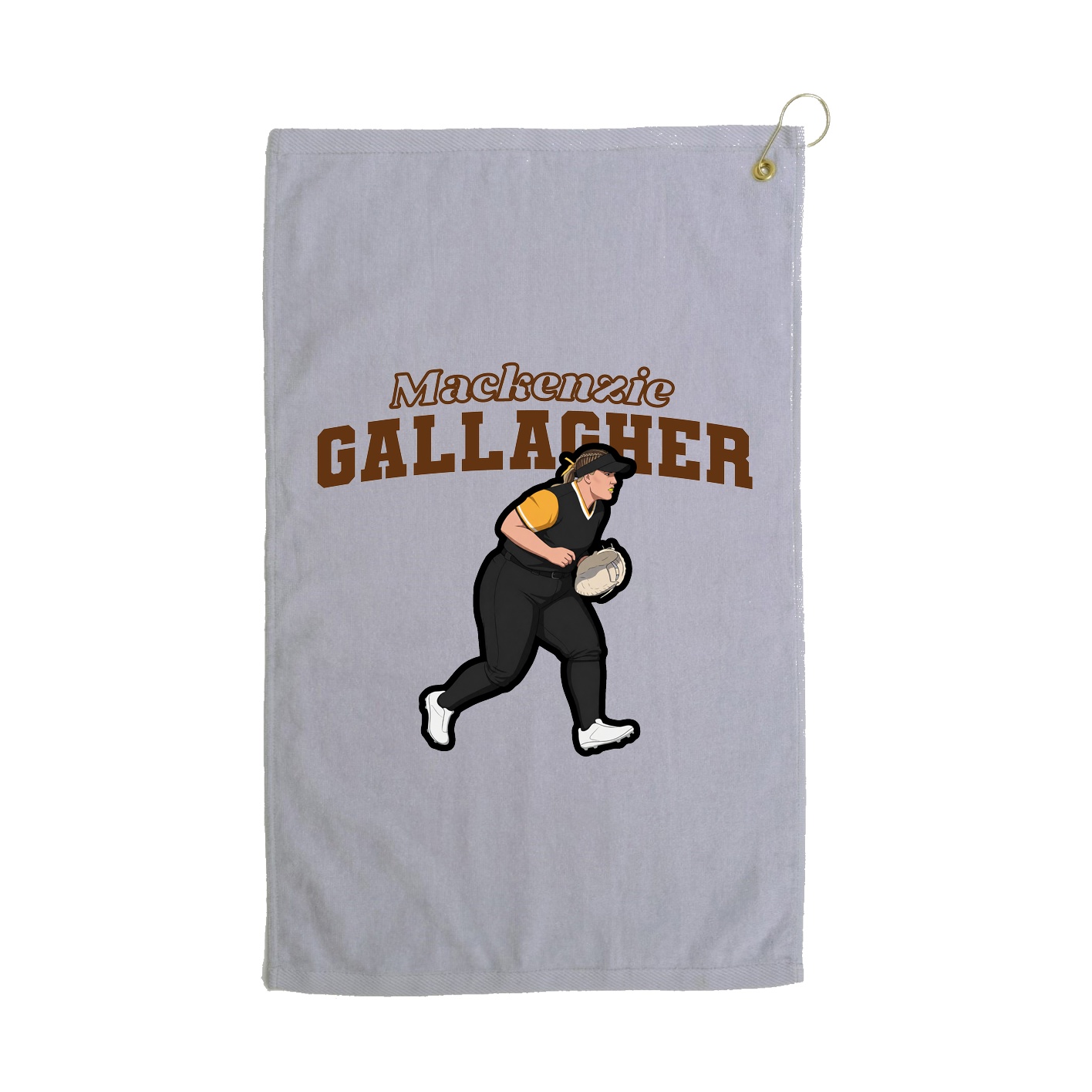 Golf Towel — Name Arch in Grey