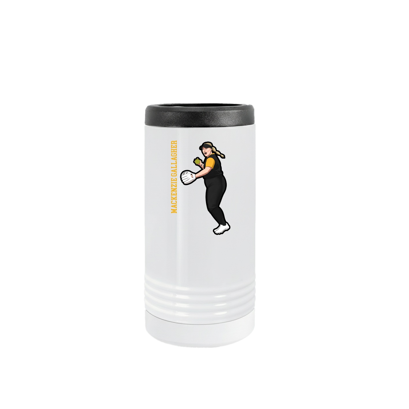 Slim Beverage Holder — Name Vertical in White