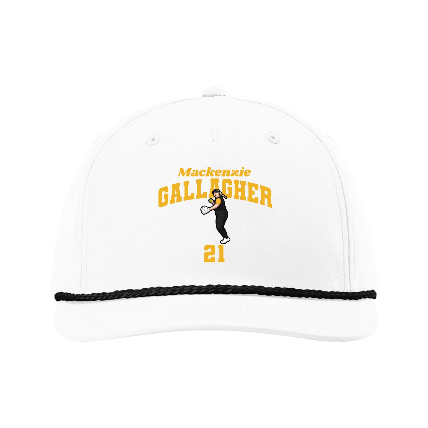 Five-Panel Classic Rope Cap — Signature Arch in White