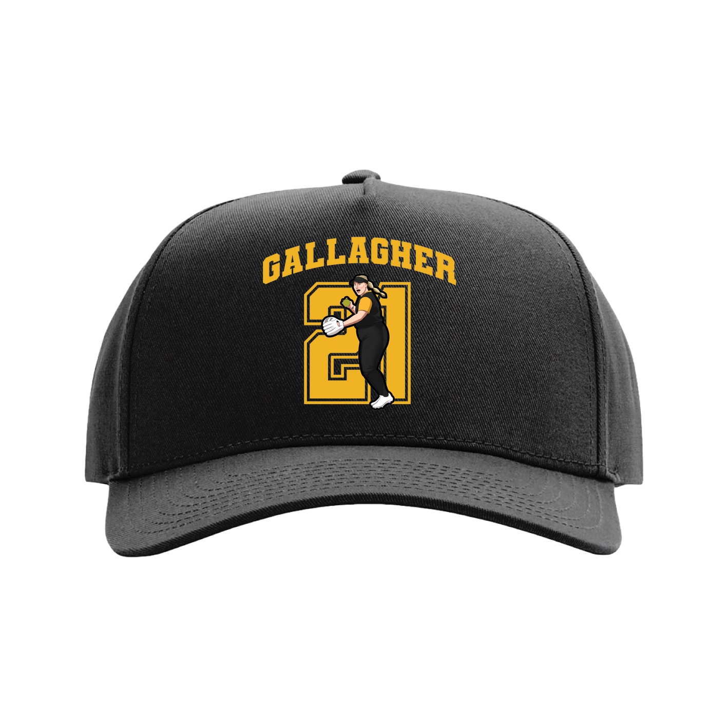 Full Fabric Five-Panel Champ Cap — Number in Black