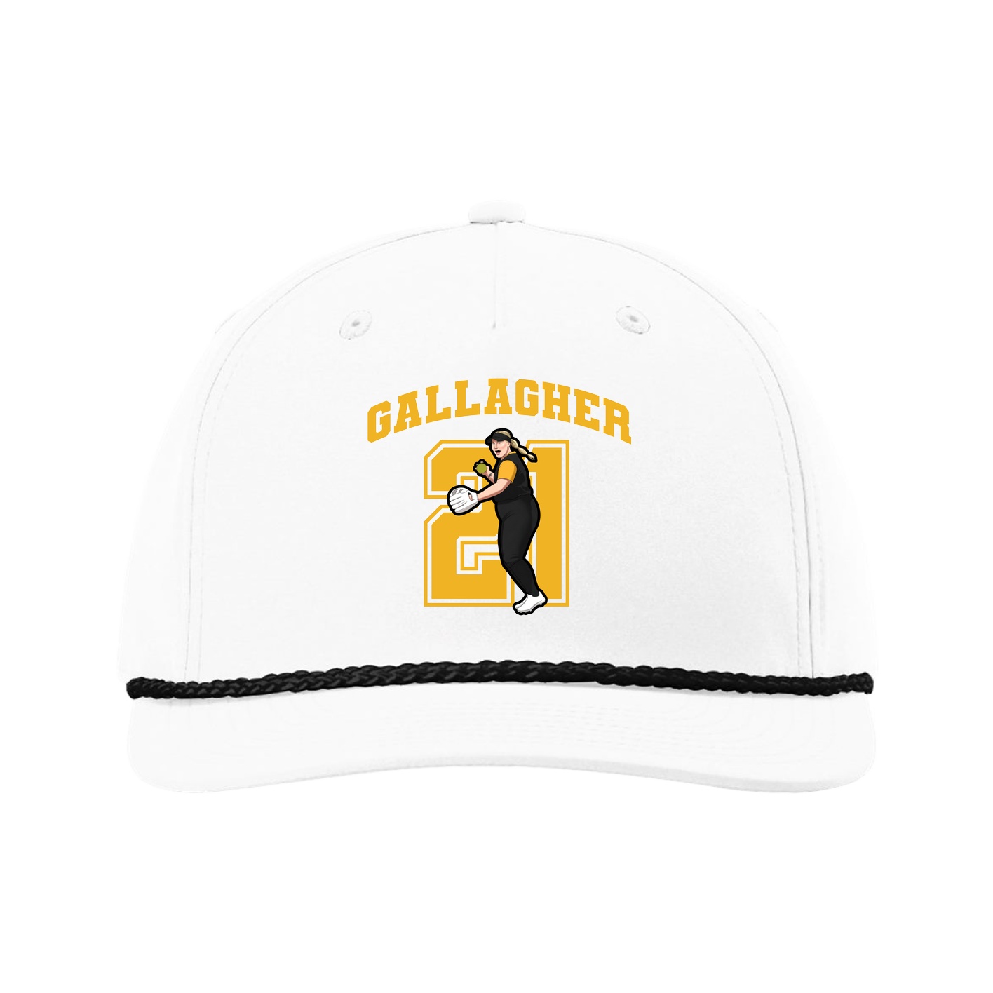Five-Panel Classic Rope Cap — Number in White