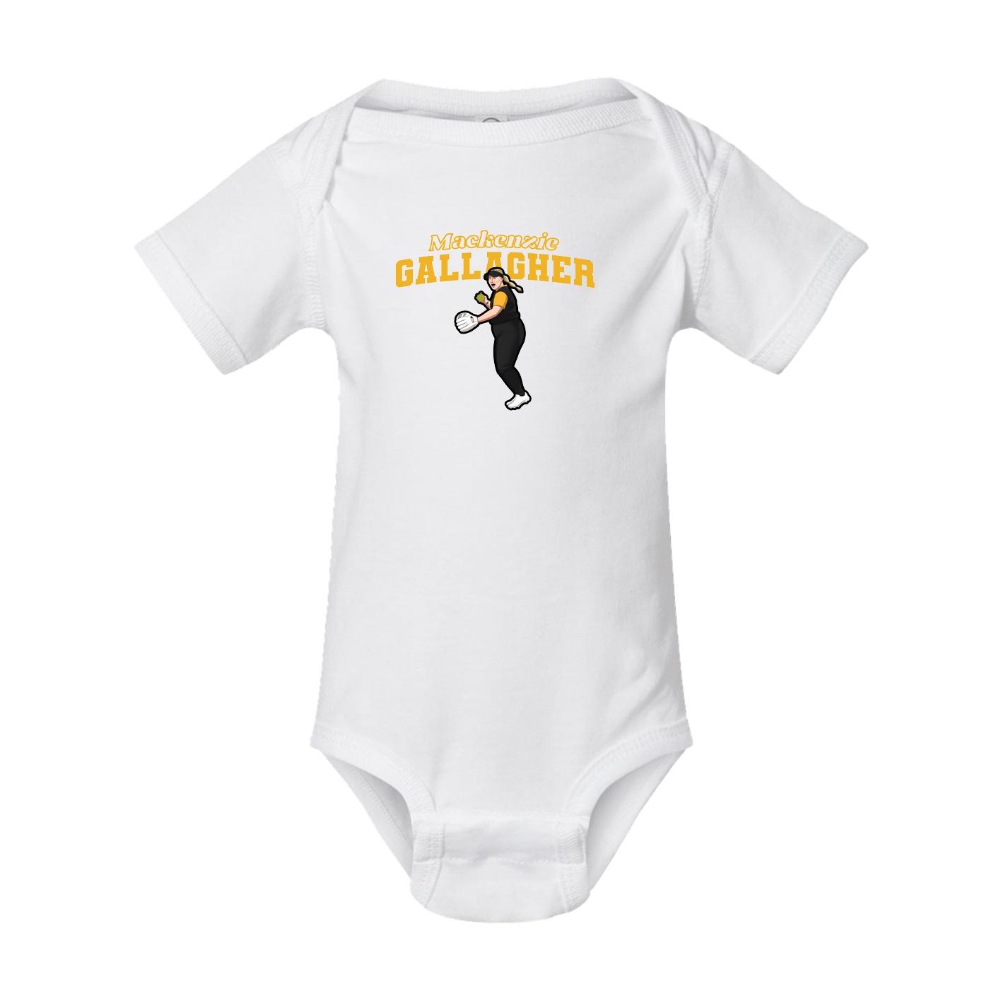 Baby Onesie — Name Arch in White