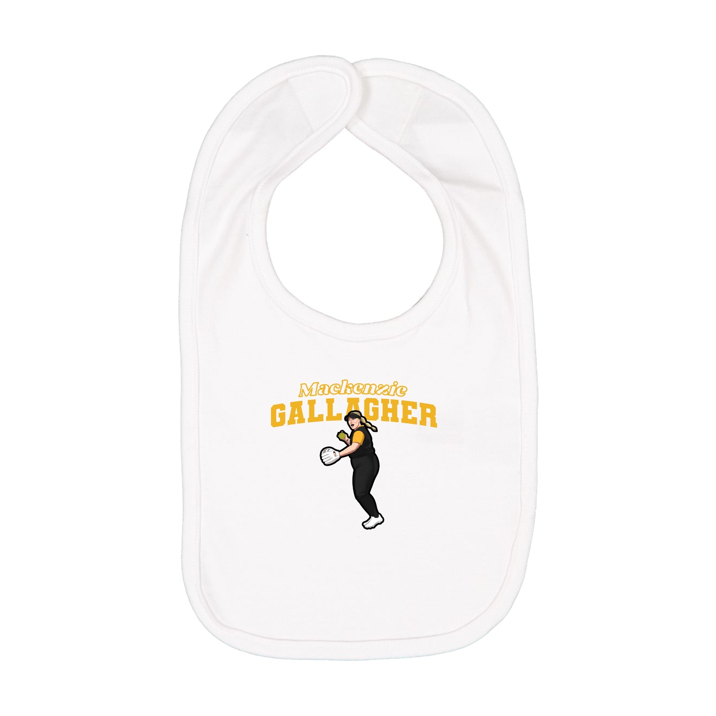 Infant Bib — Name Arch in White