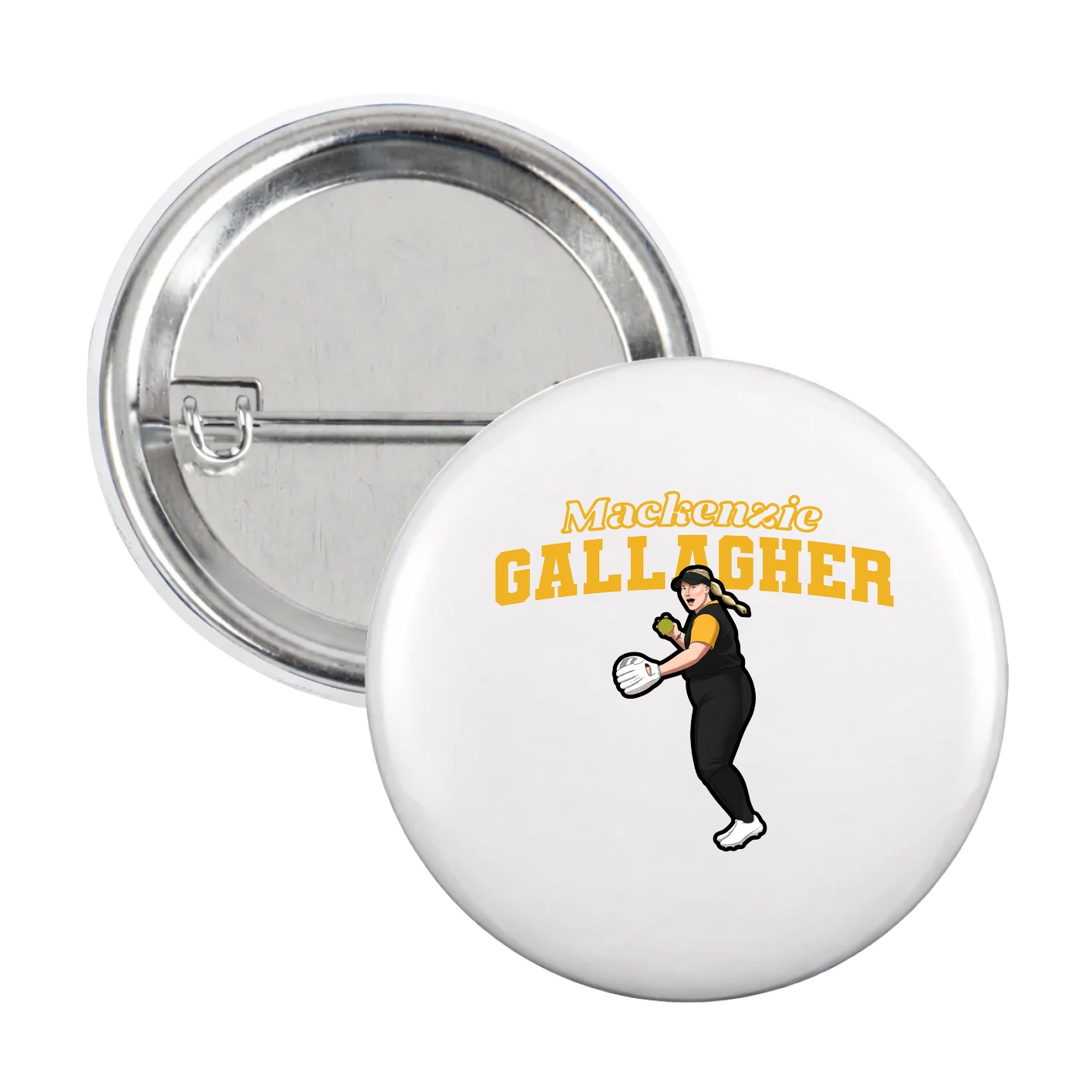 Game Day Button — Name Arch in White