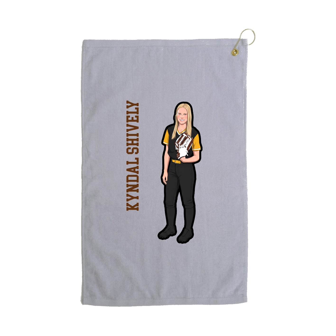 Golf Towel — Name Vertical in Grey