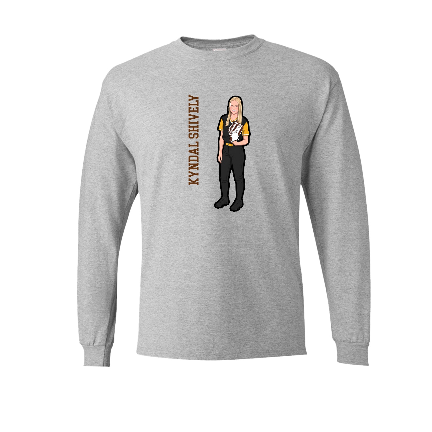 Long Sleeve Tee — Name Vertical in Grey
