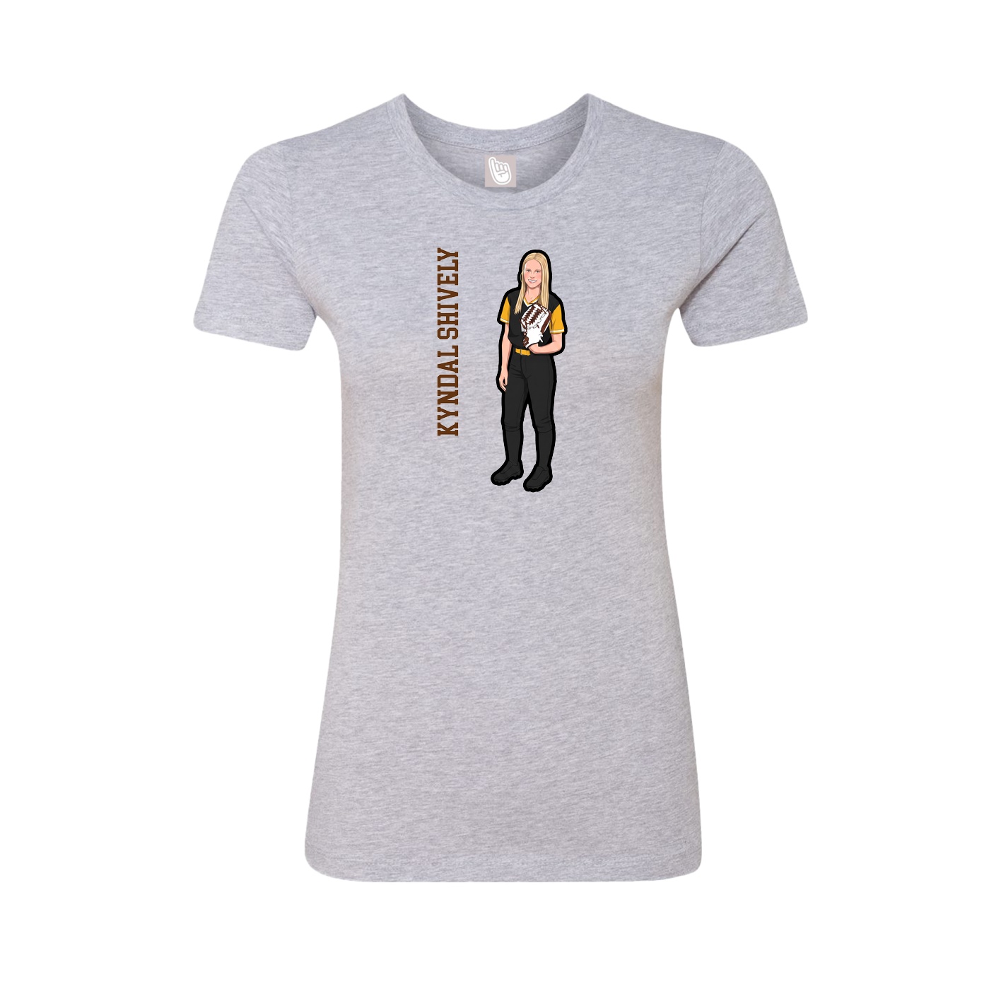 Fitted Women's Tee — Name Vertical in Grey