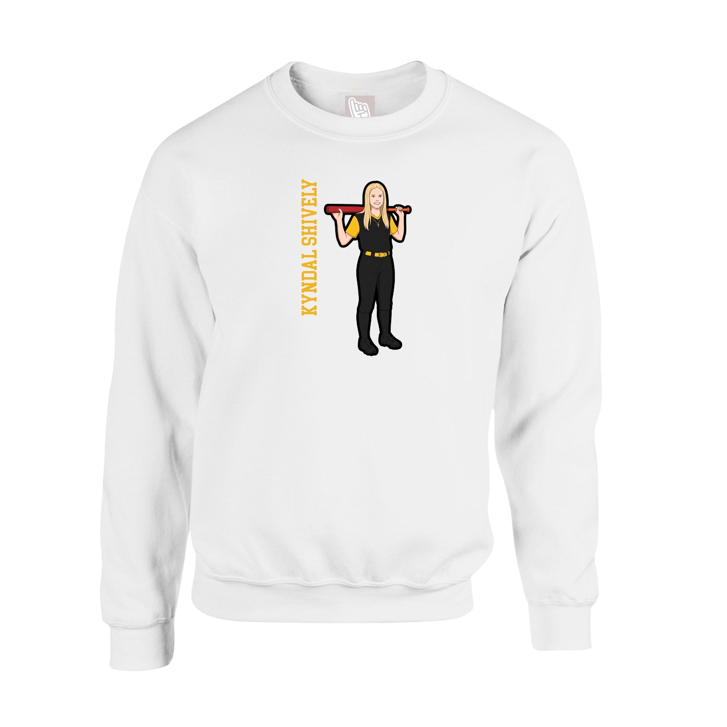 Fleece Crew — Name Vertical in White