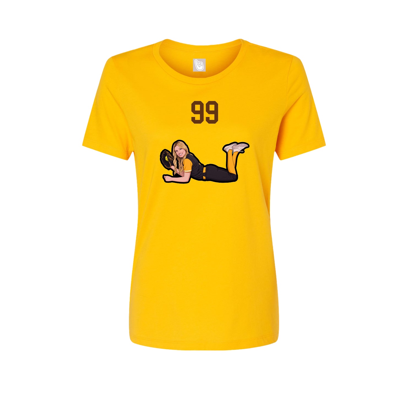 Fitted Women's Tee — Number Top in Gold