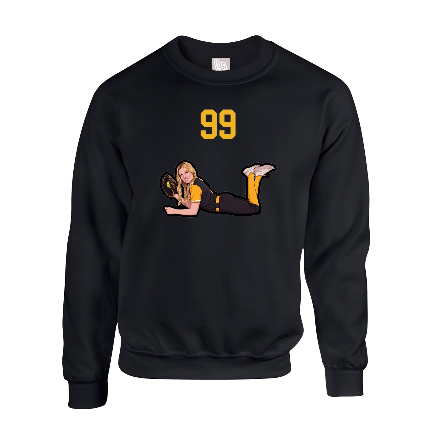 Fleece Crew — Number Top in Black