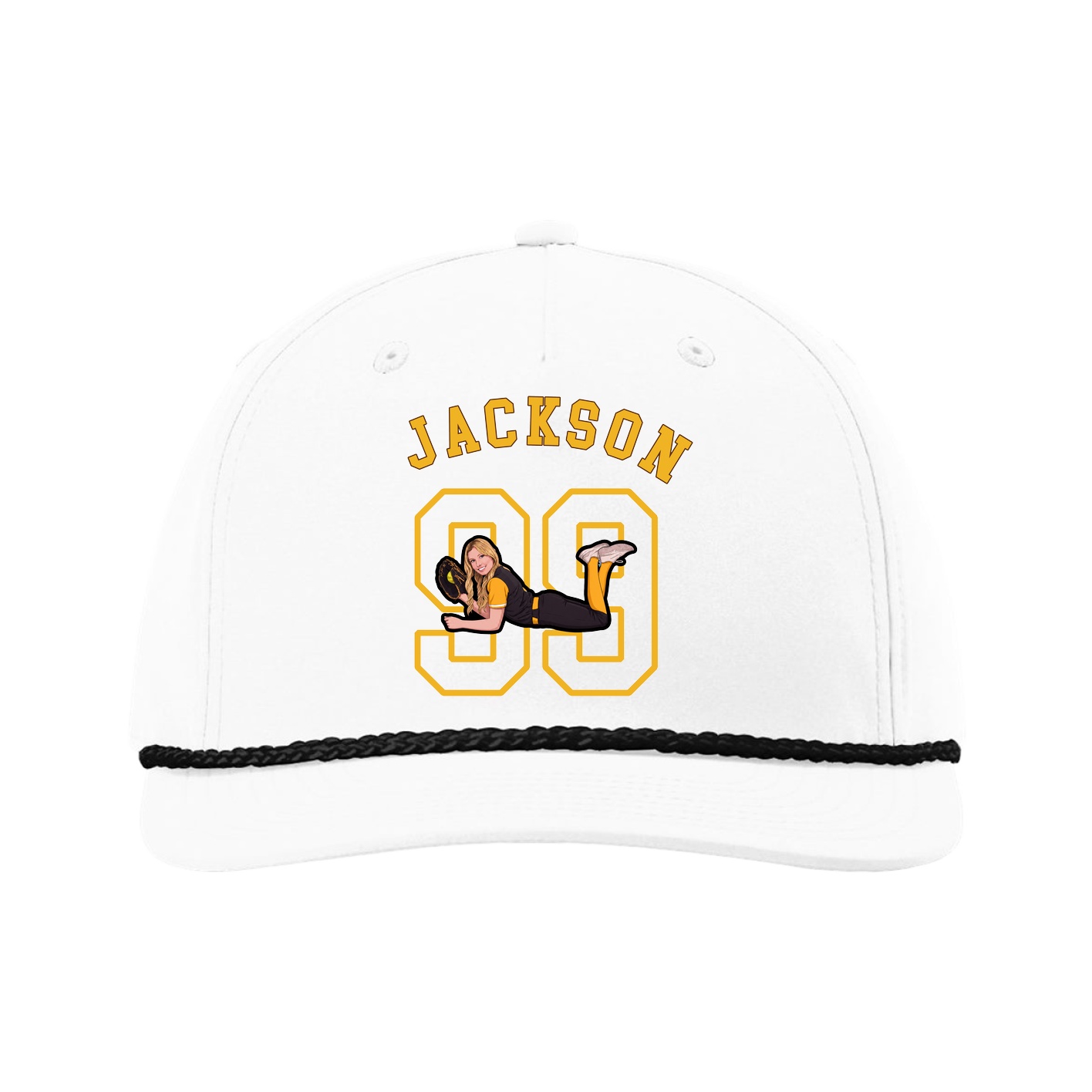 Five-Panel Classic Rope Cap — Shirsey Arch in White