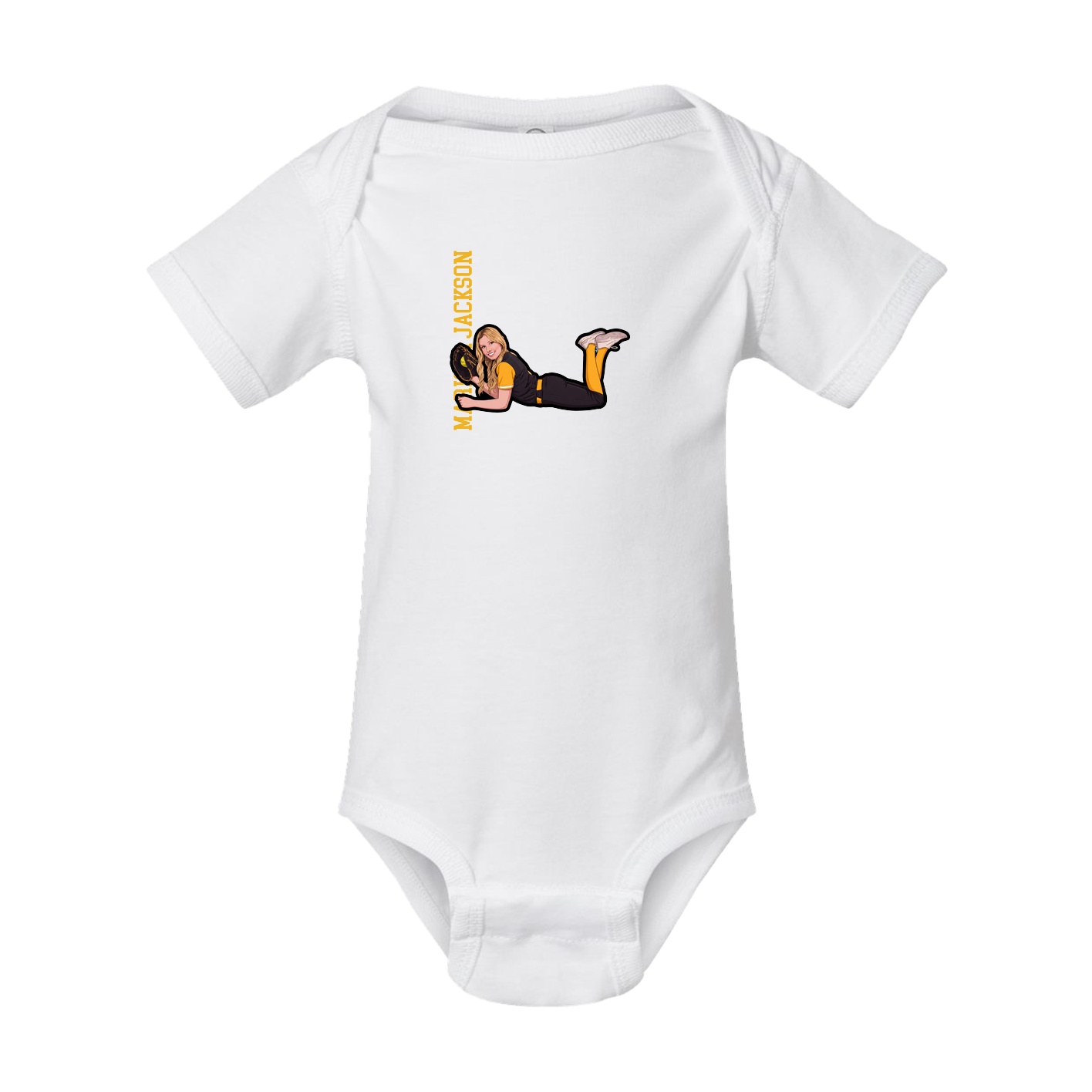 Baby Onesie — Name Vertical in White