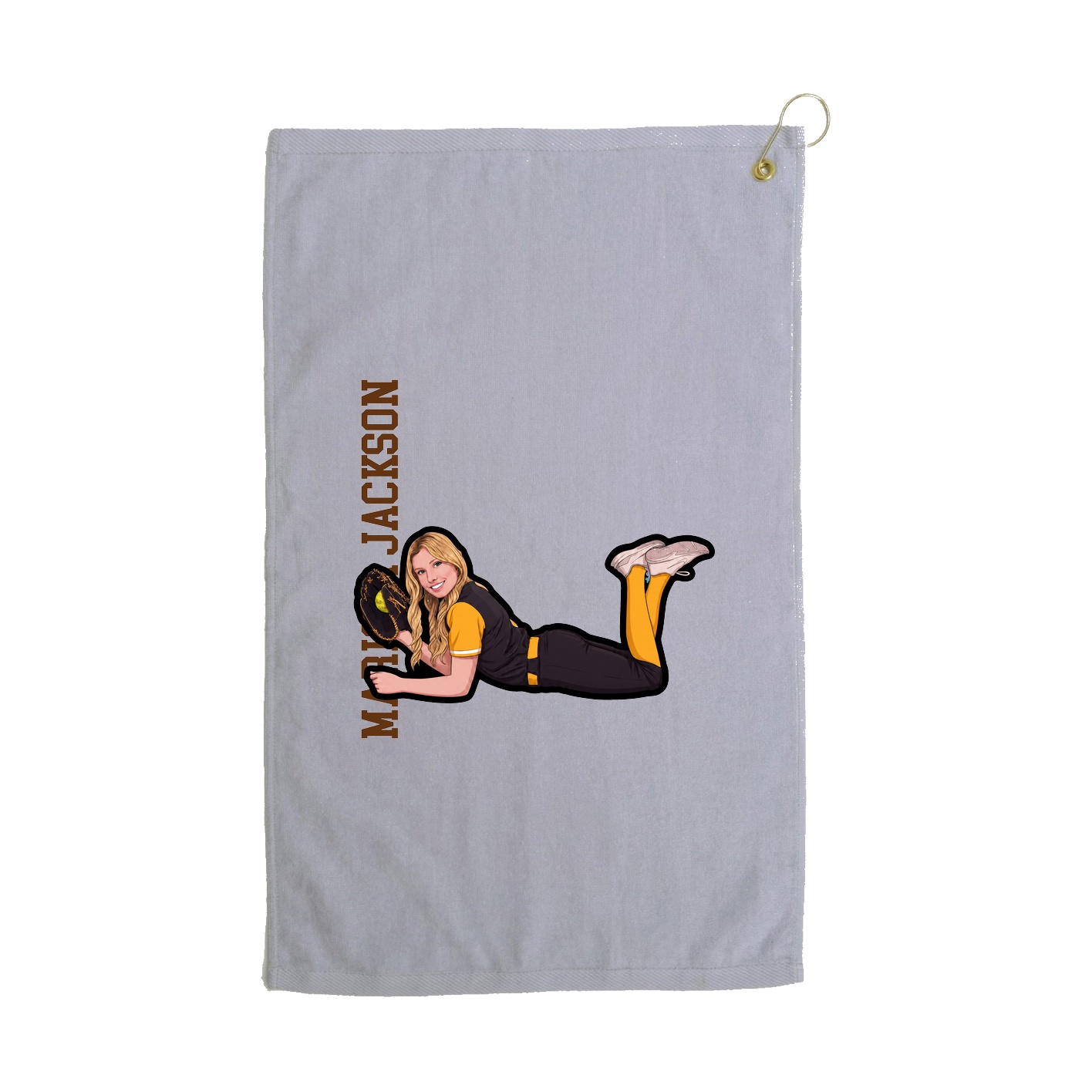 Golf Towel — Name Vertical in Grey