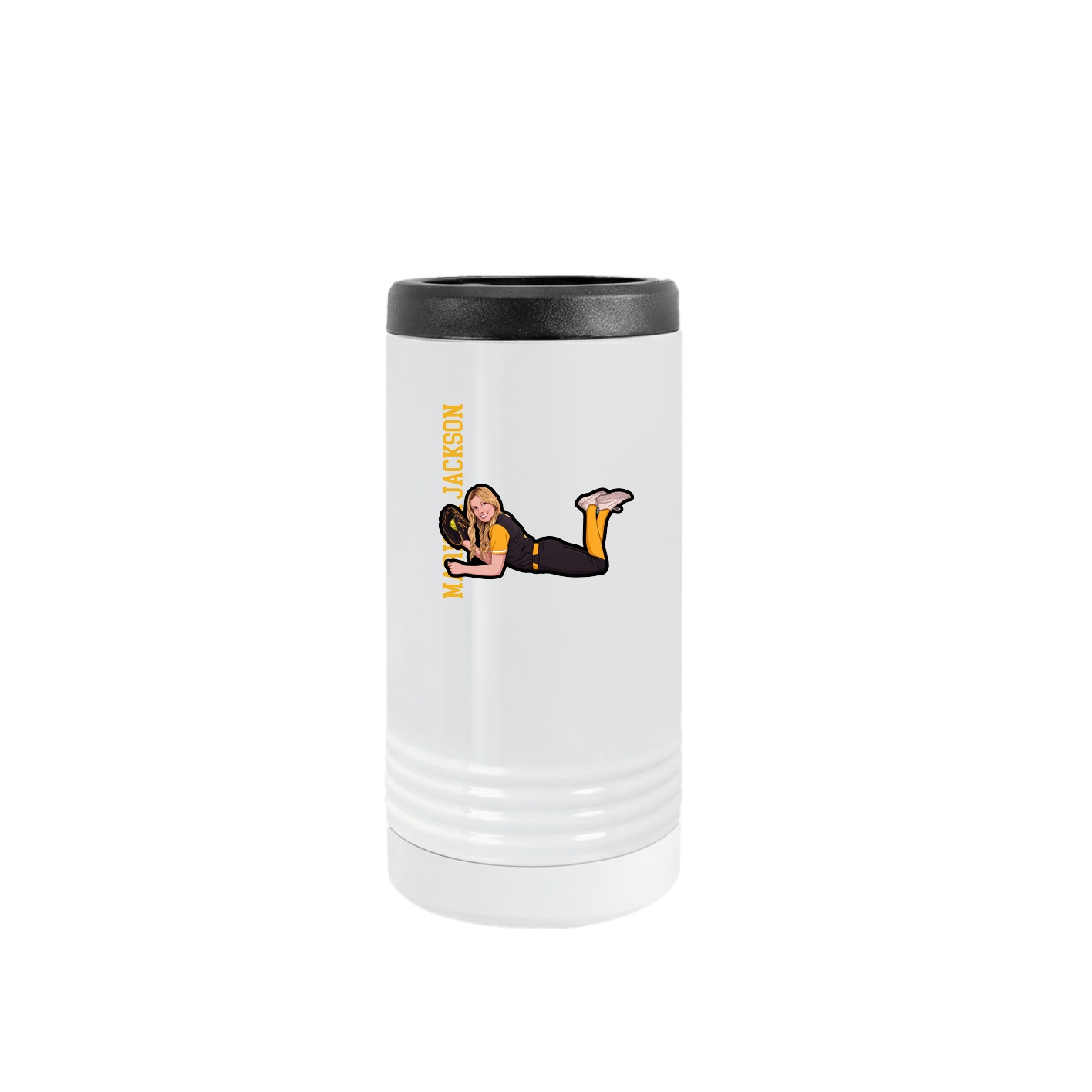 Slim Beverage Holder — Name Vertical in White