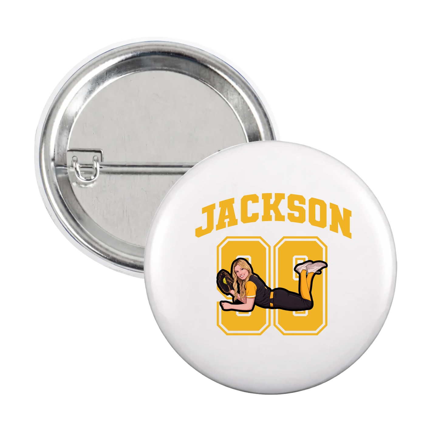 Game Day Button — Number in White