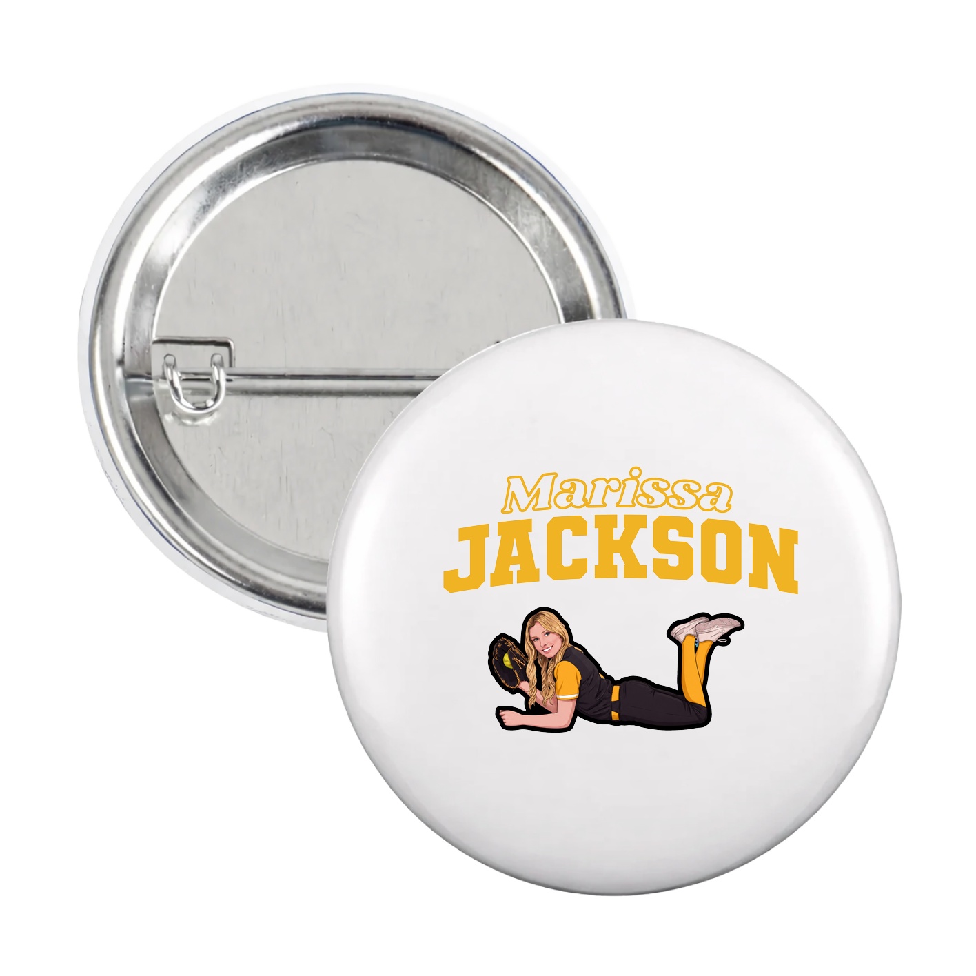 Game Day Button — Name Arch in White