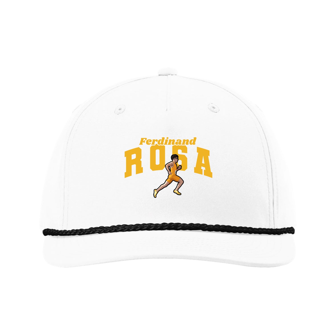 Five-Panel Classic Rope Cap — Signature Arch in White