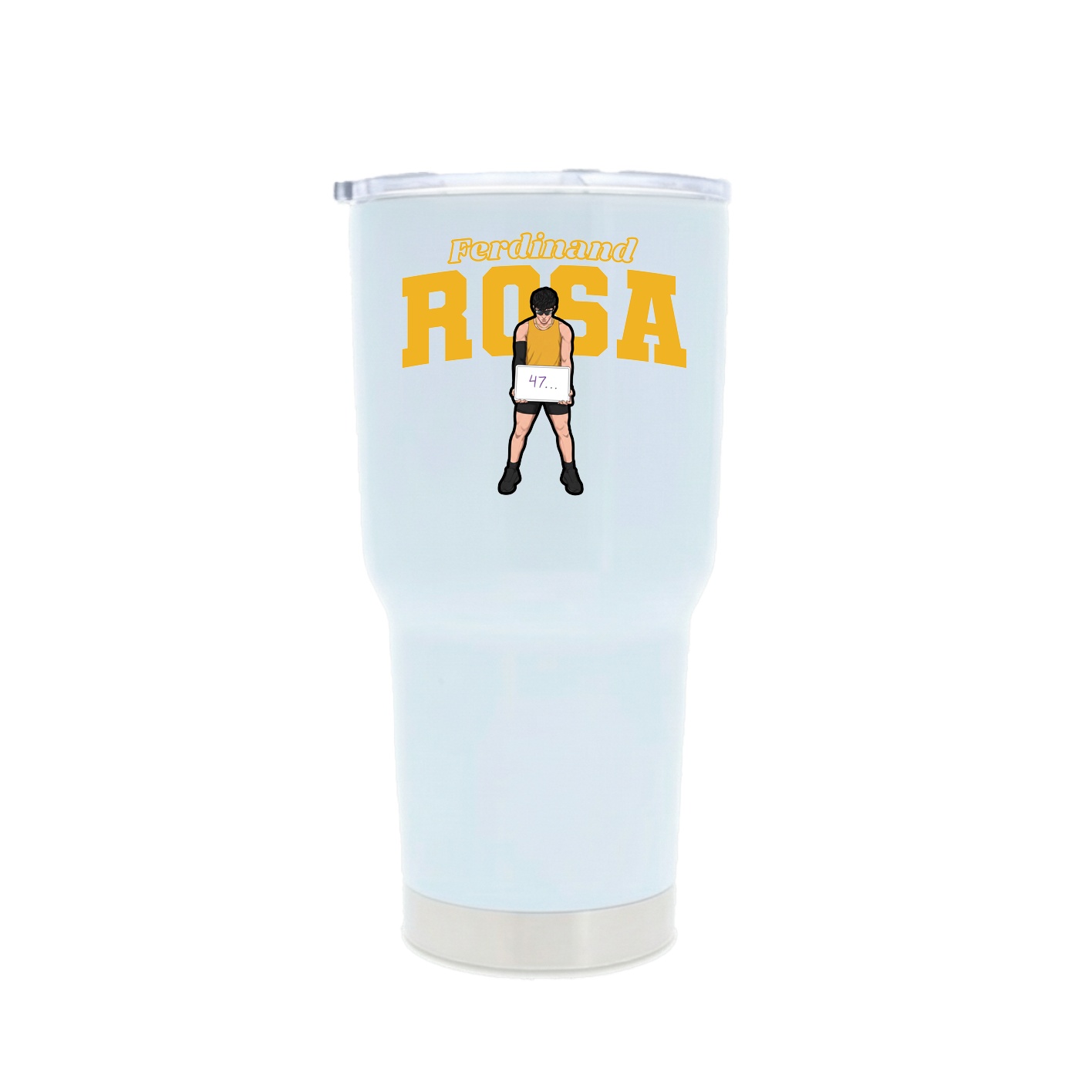 30oz Stainless Steel Tumbler — Name Arch in White