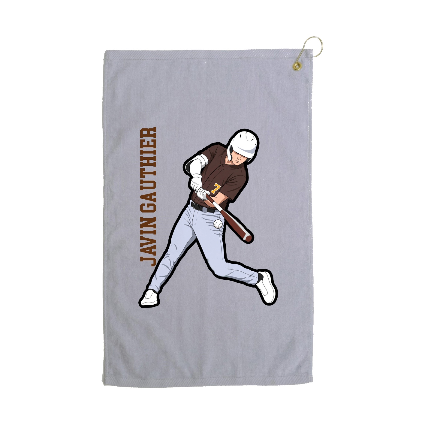 Golf Towel — Name Vertical in Grey