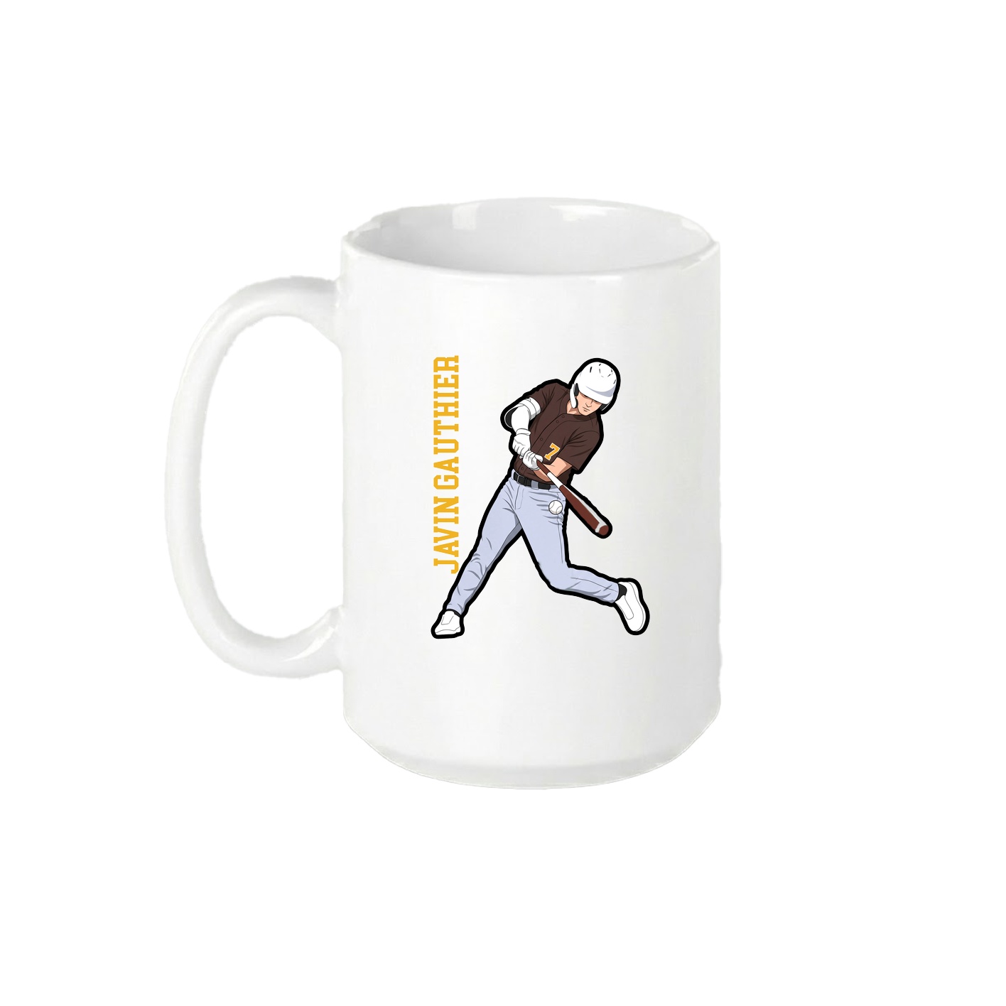 15oz Coffee Mug — Name Vertical in White