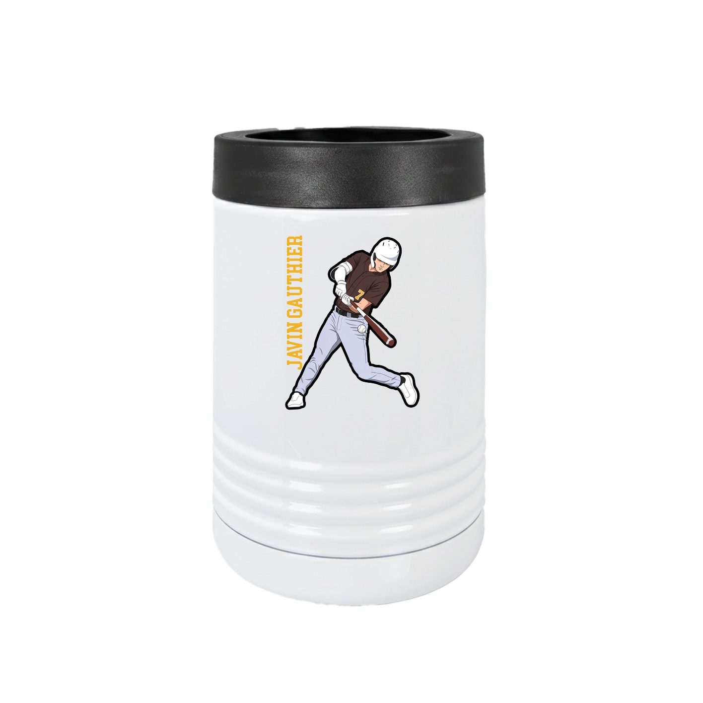 Beverage Holder — Name Vertical in White