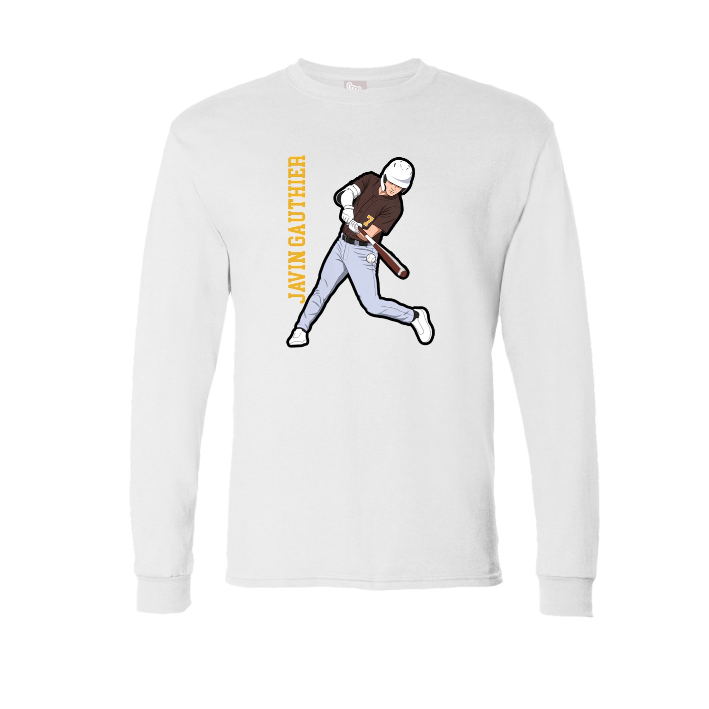 Long Sleeve Tee — Name Vertical in White