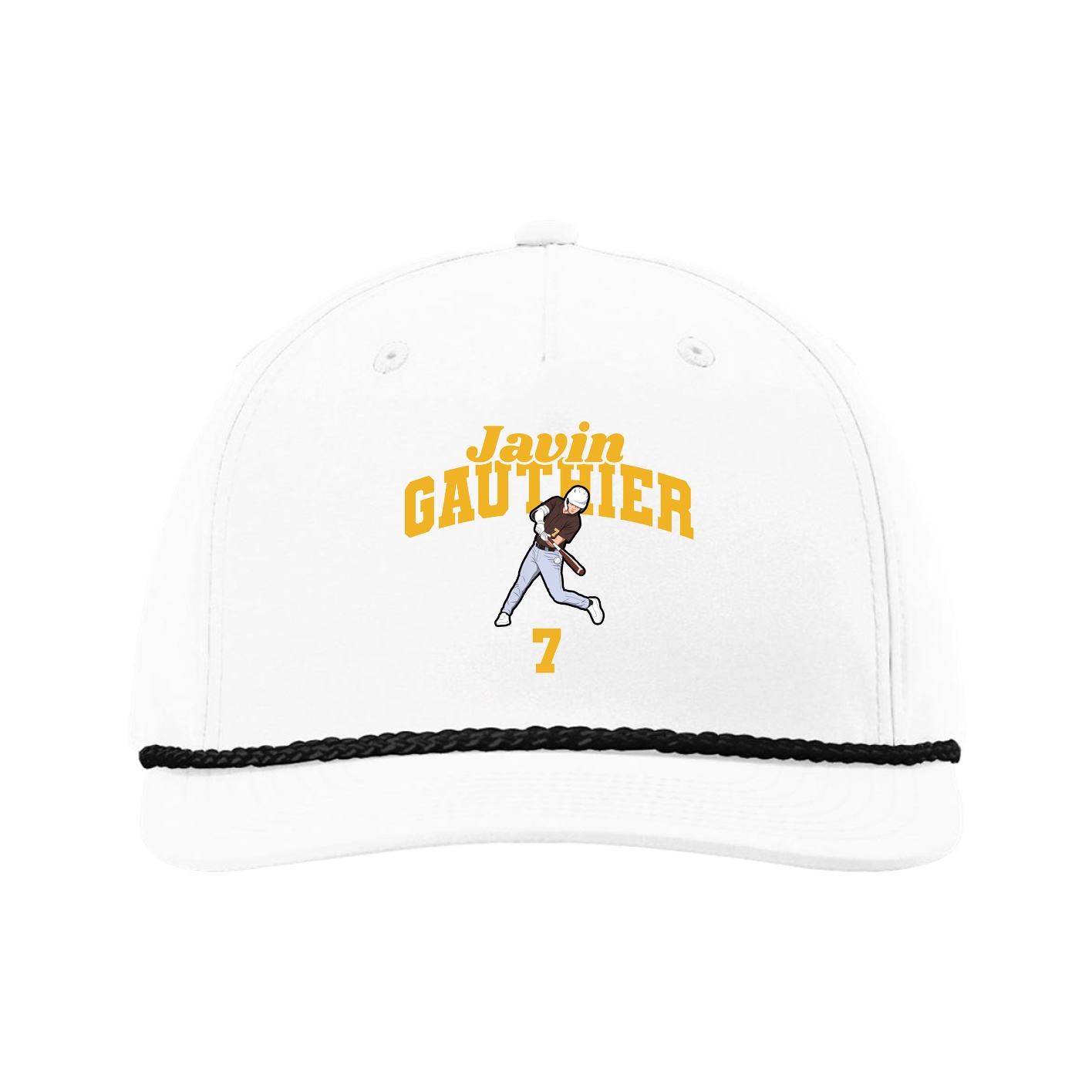Five-Panel Classic Rope Cap — Signature Arch in White