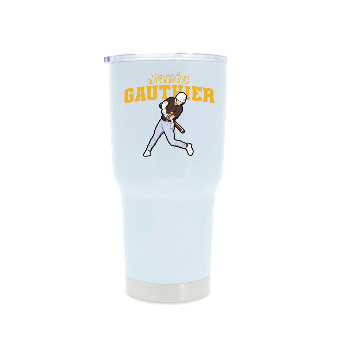 30oz Stainless Steel Tumbler — Name Arch in White
