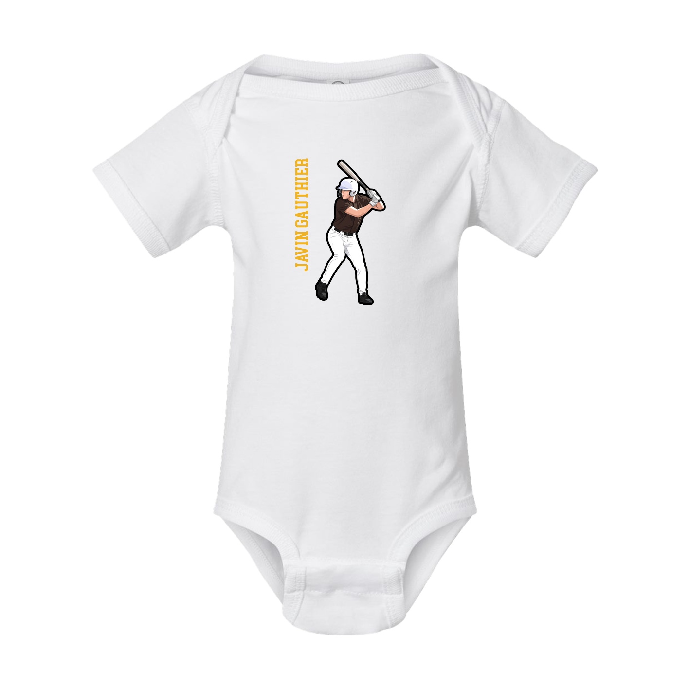 Baby Onesie — Name Vertical in White