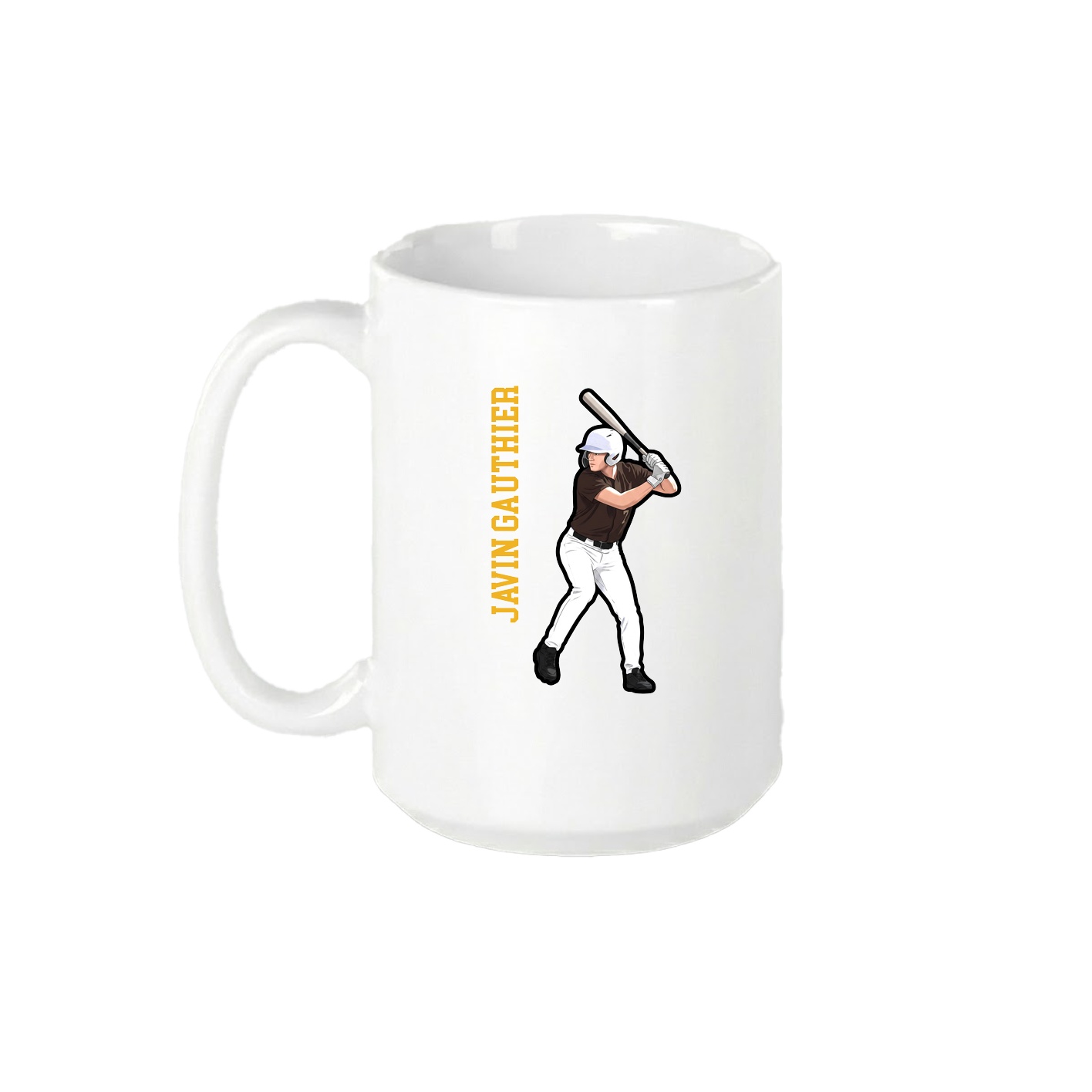 15oz Coffee Mug — Name Vertical in White