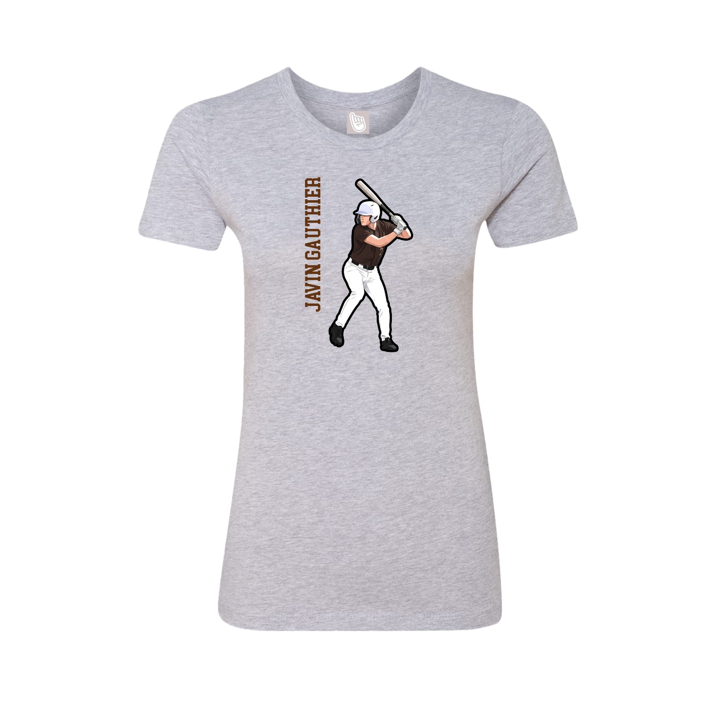 Fitted Women's Tee — Name Vertical in Grey