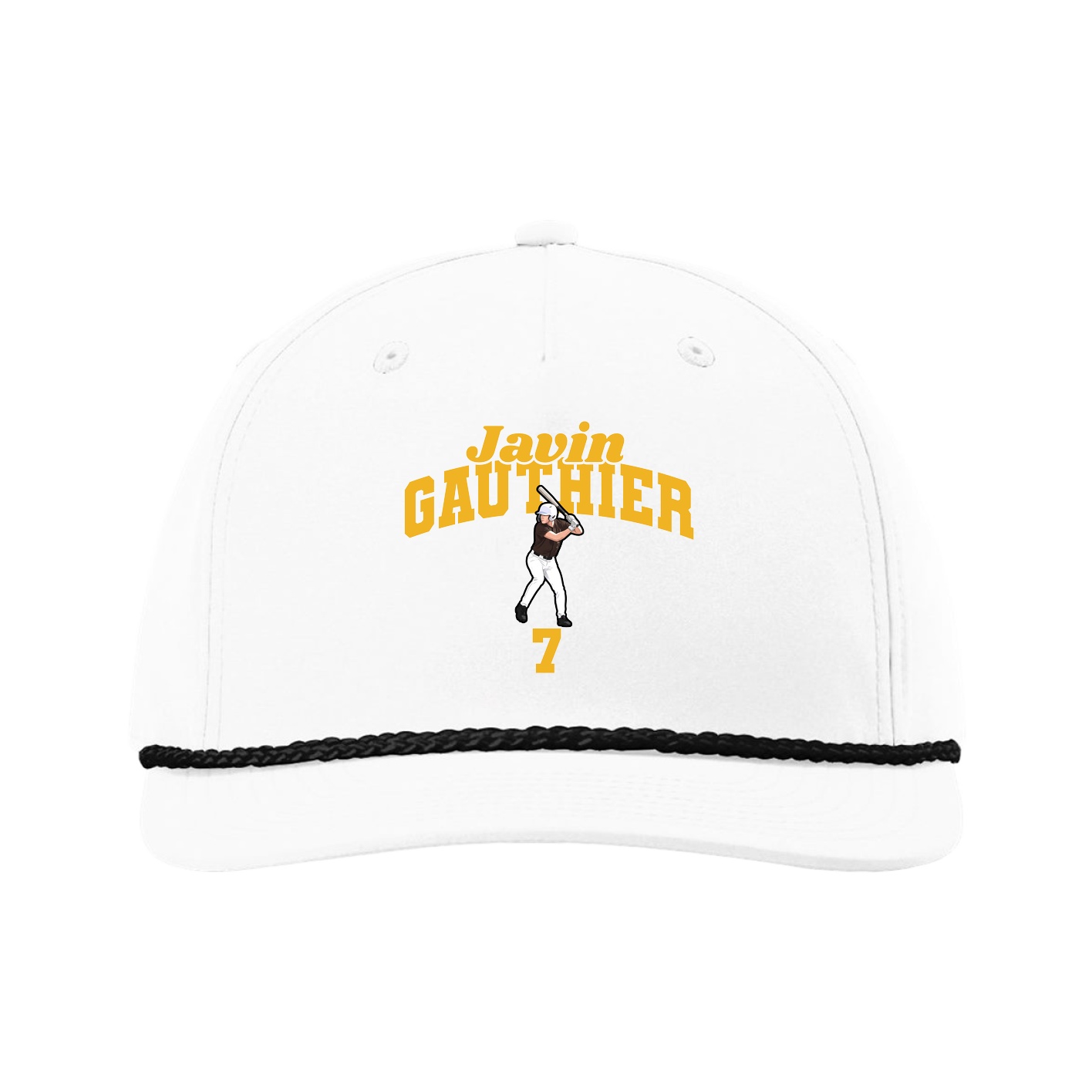 Five-Panel Classic Rope Cap — Signature Arch in White