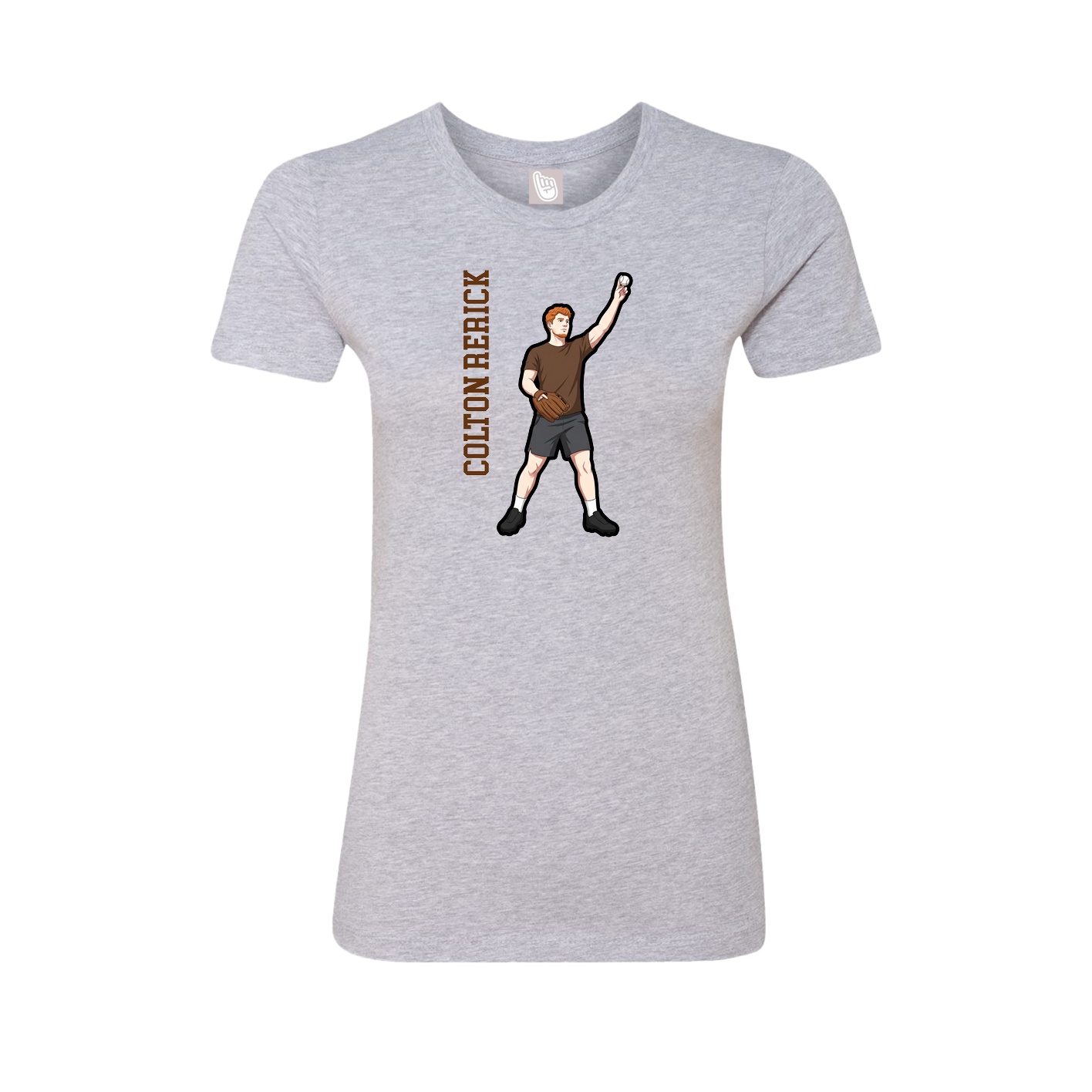 Fitted Women's Tee — Name Vertical in Grey