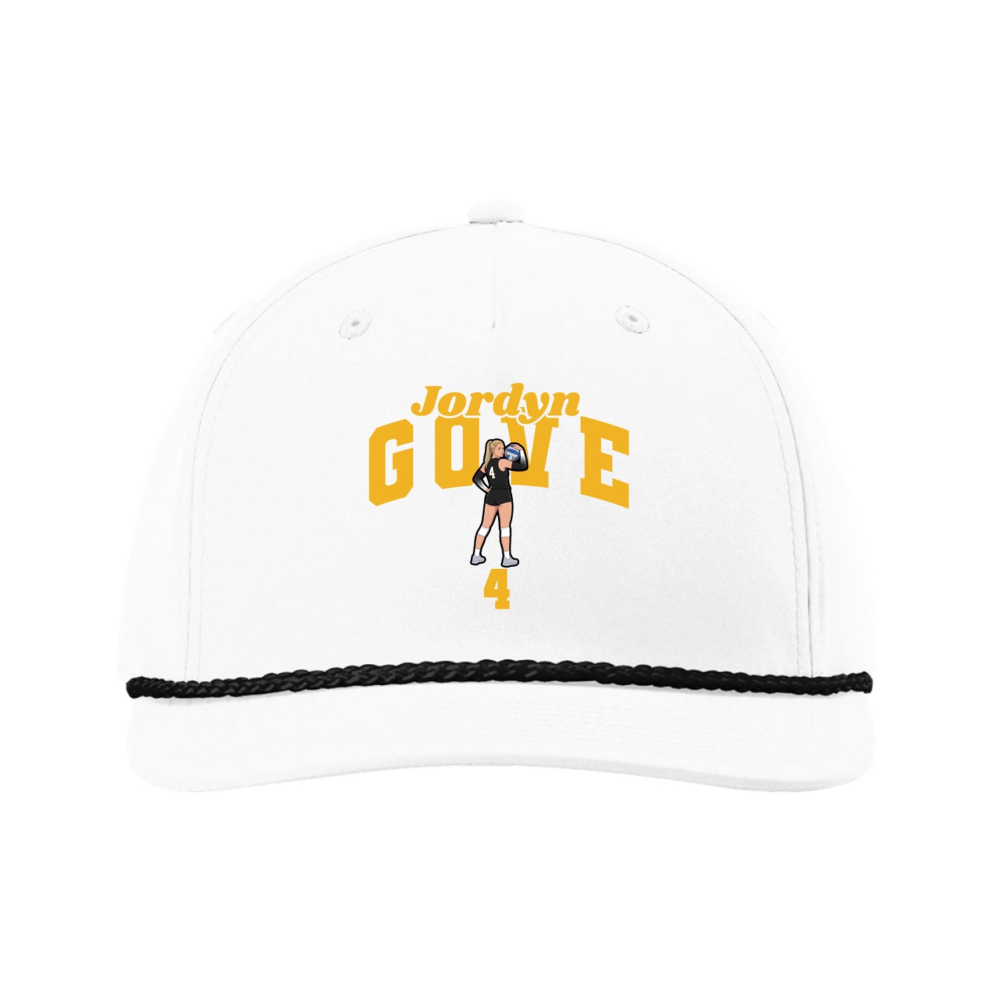 Five-Panel Classic Rope Cap — Signature Arch in White