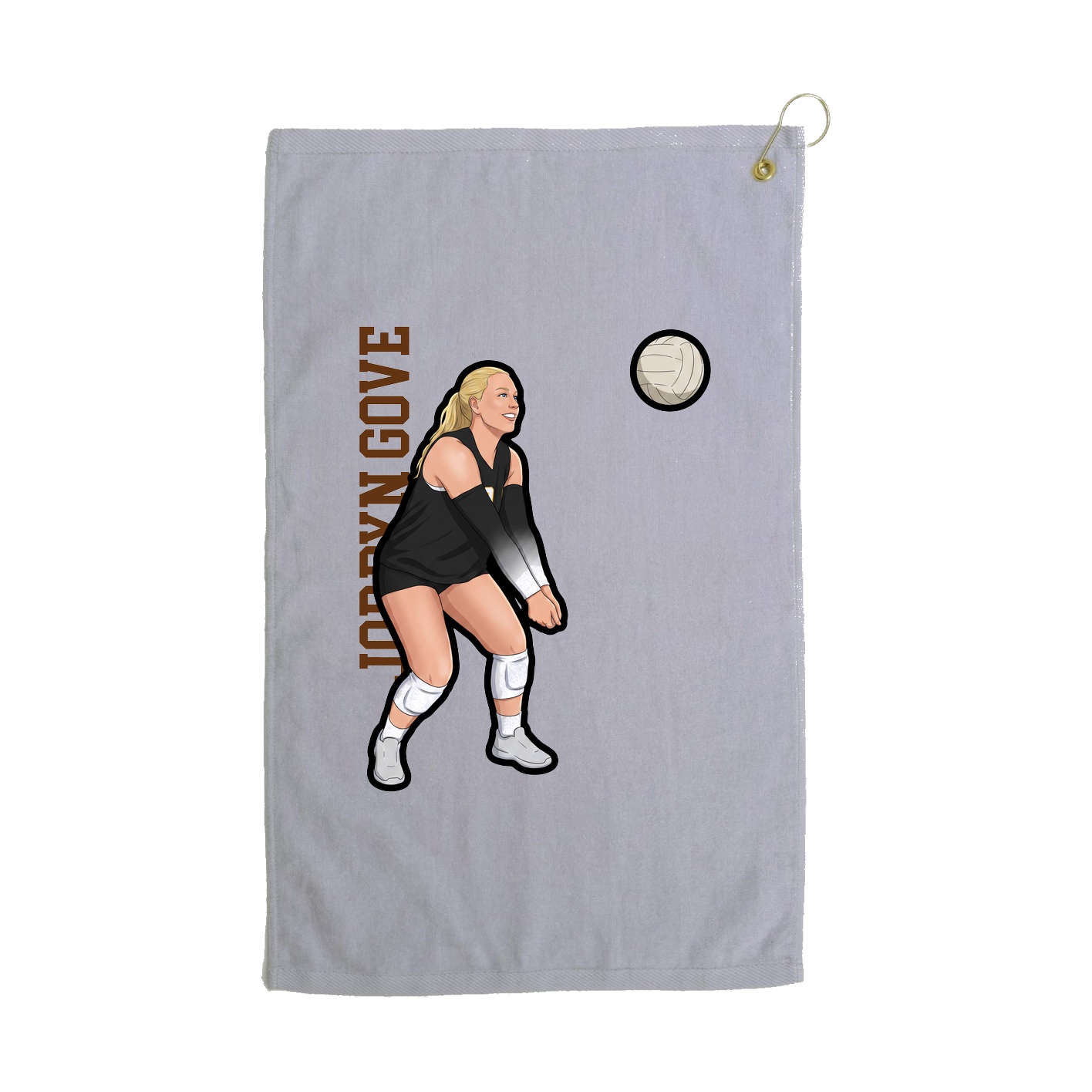 Golf Towel — Name Vertical in Grey
