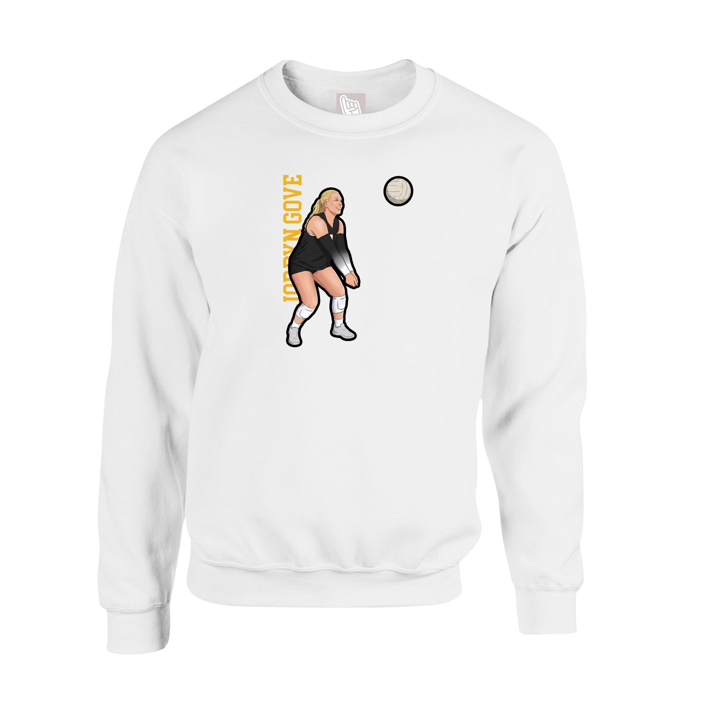 Fleece Crew — Name Vertical in White