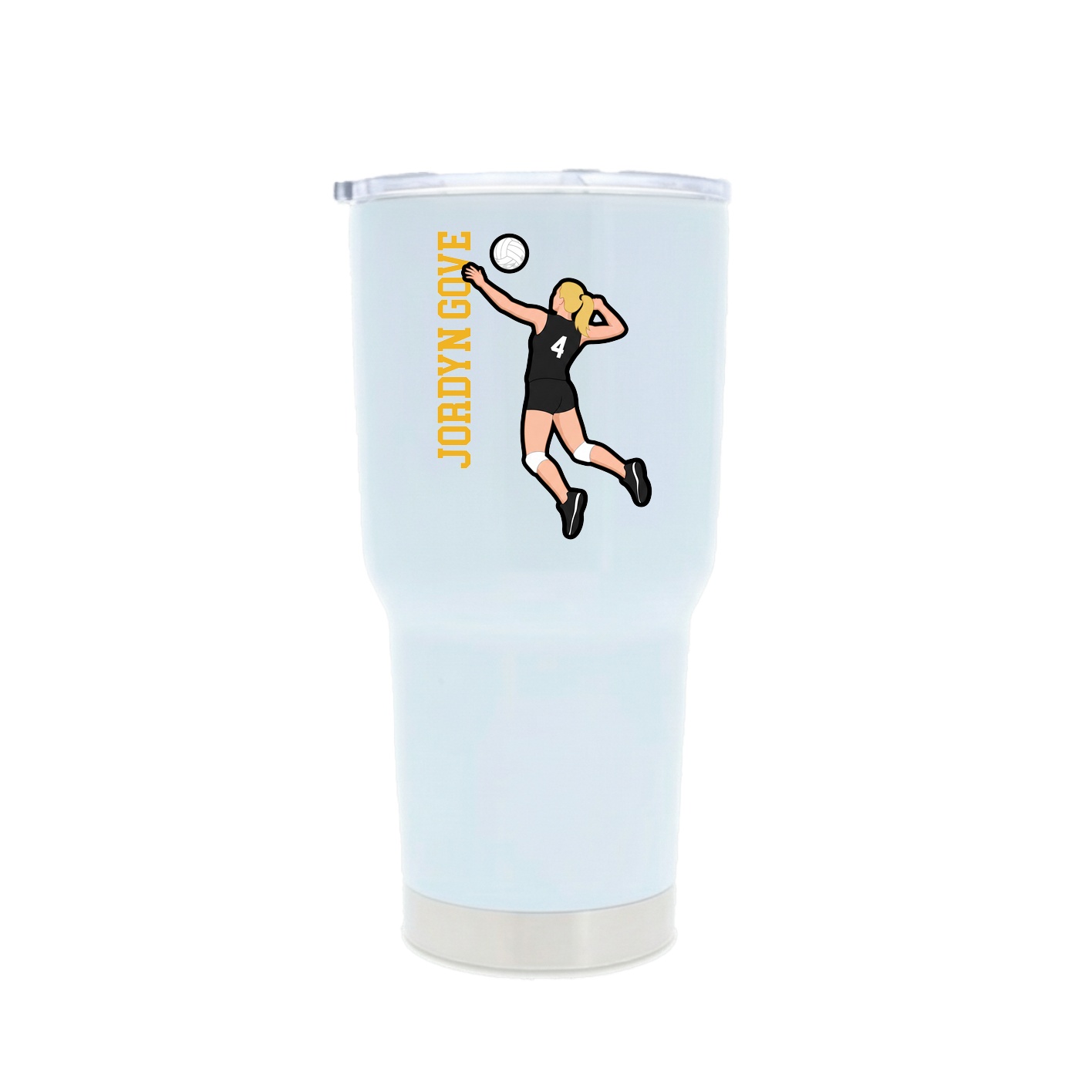 30oz Stainless Steel Tumbler — Name Vertical in White