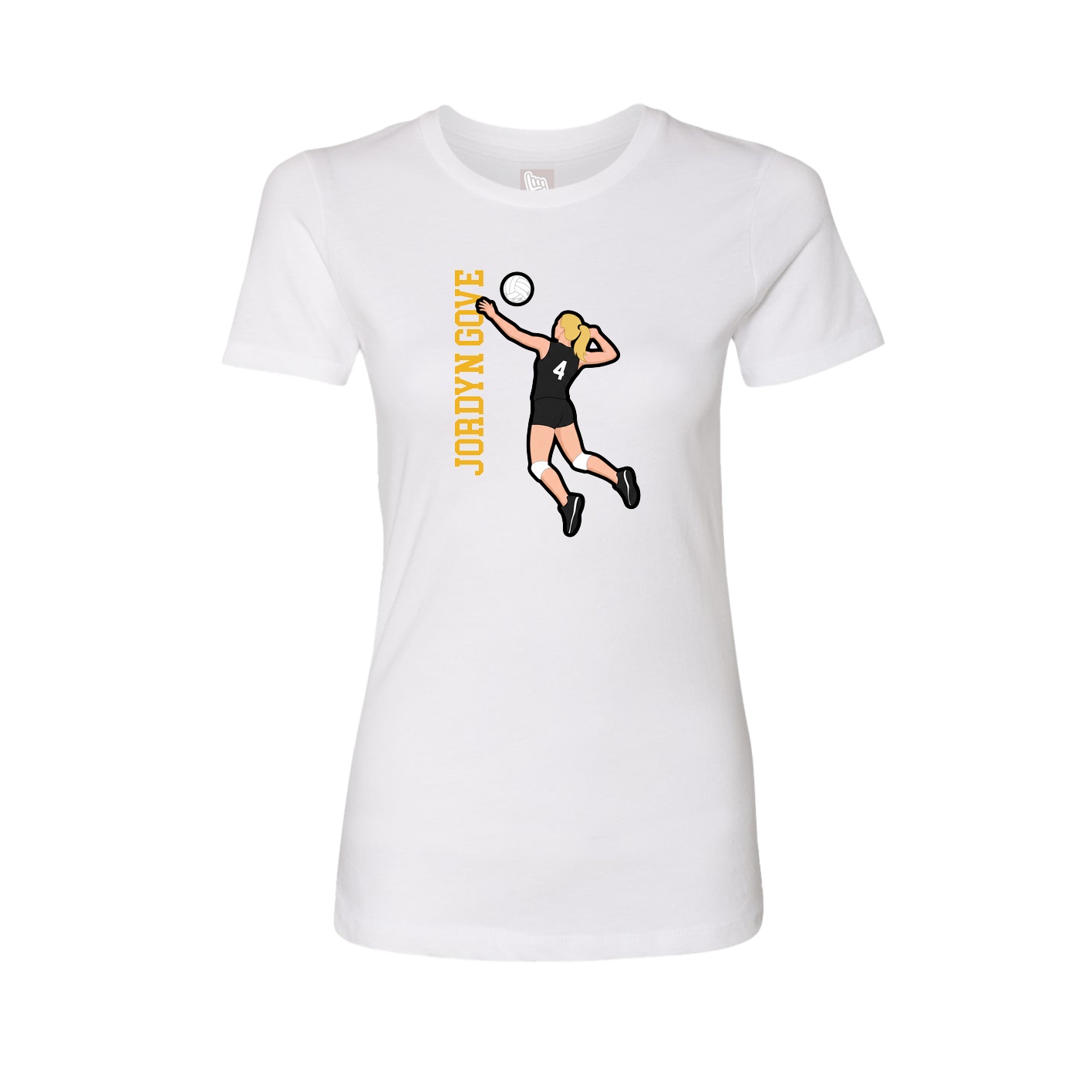 Fitted Women's Tee — Name Vertical in White