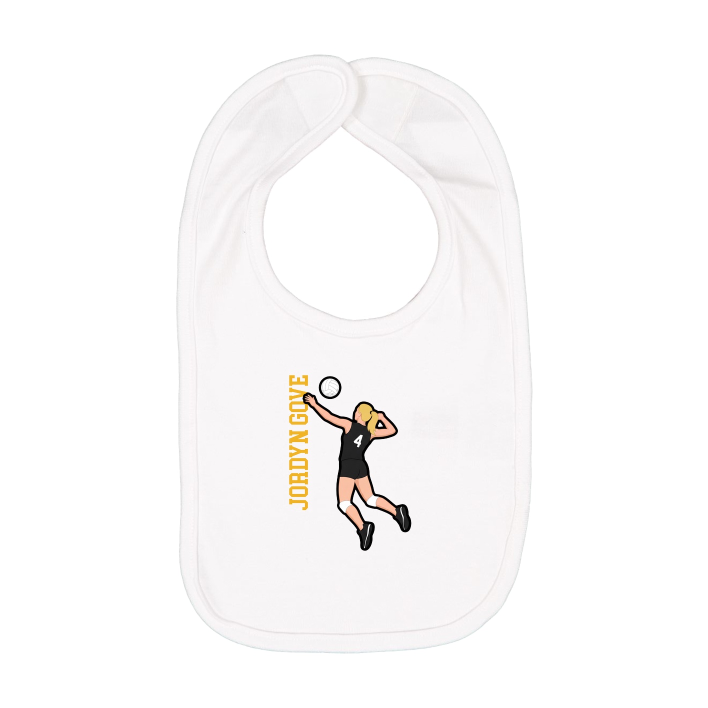 Infant Bib — Name Vertical in White