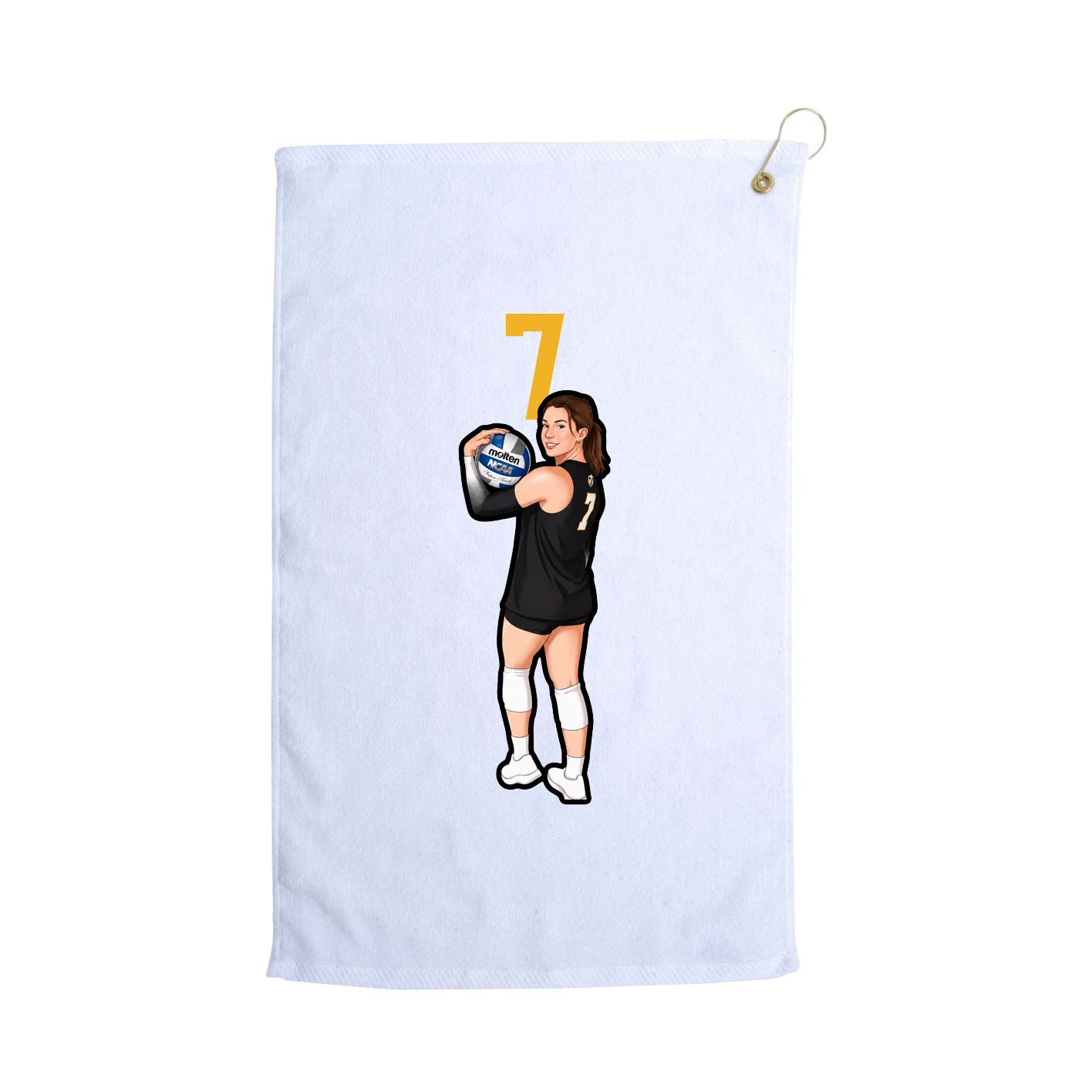Golf Towel — Number Top in White