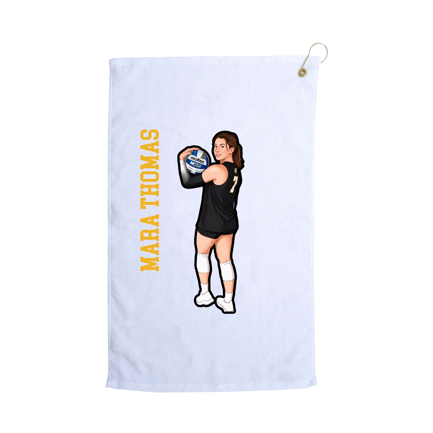Golf Towel — Name Vertical in White